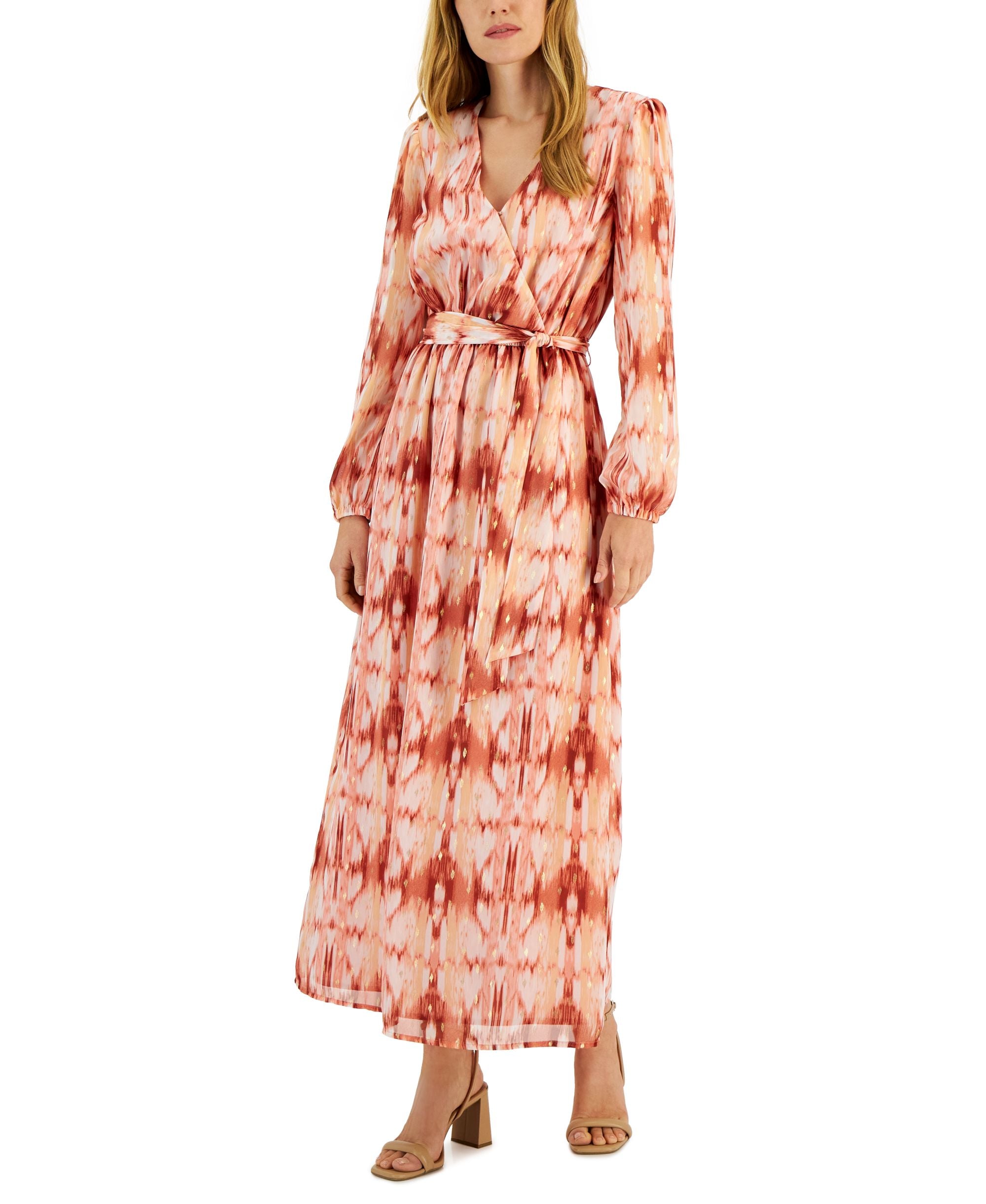 INC International Concepts Womens Printed Surplice Midi Dress