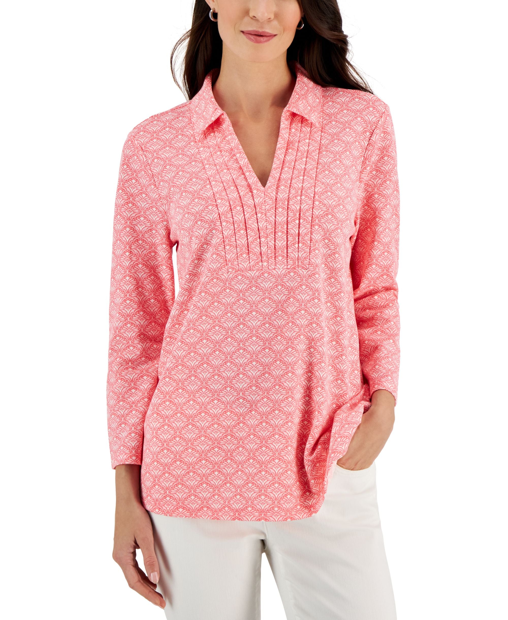 Women's Foulard Pleated Polo Premium Top