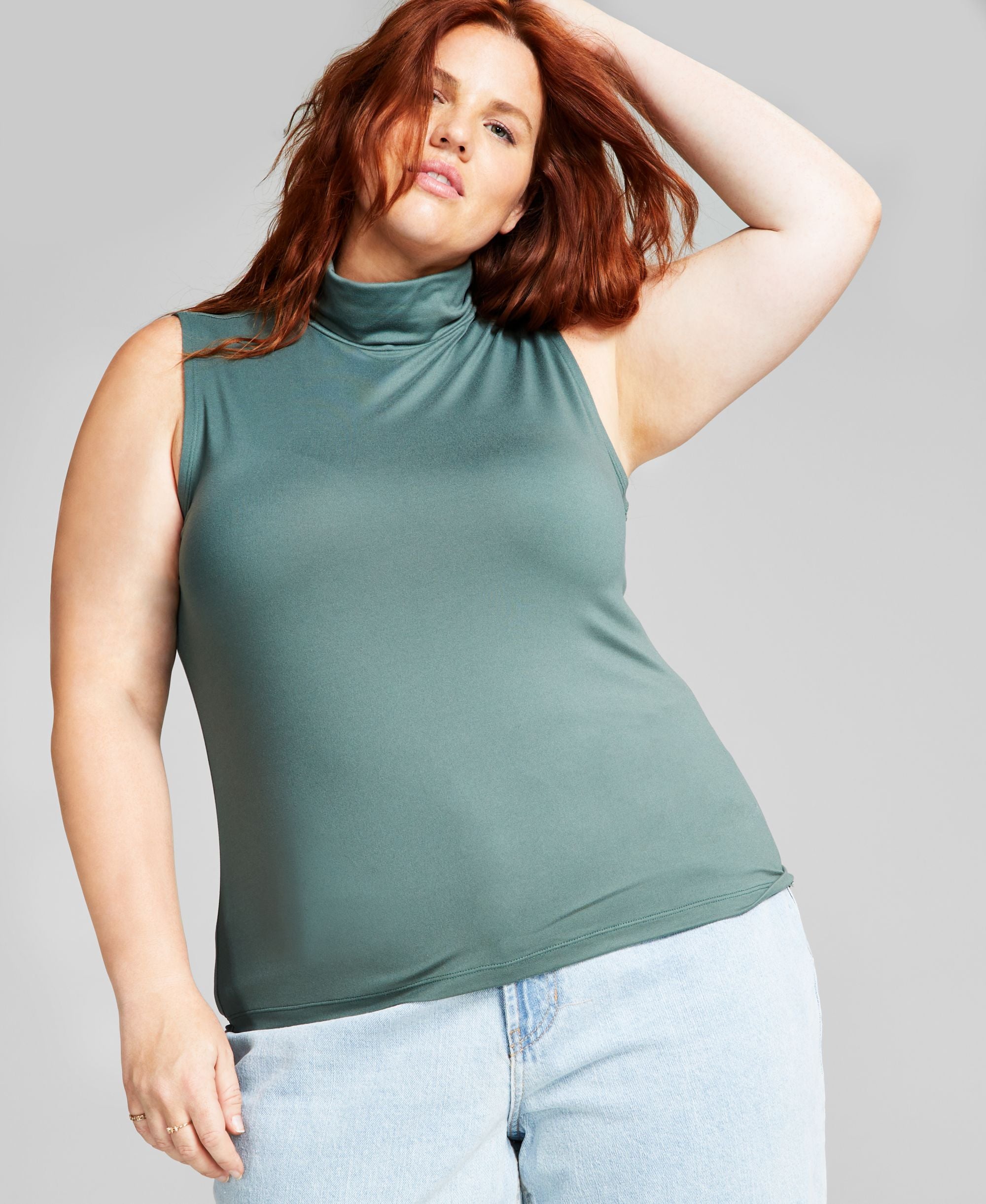 Plus Size Sleeveless Turtleneck Premium Top