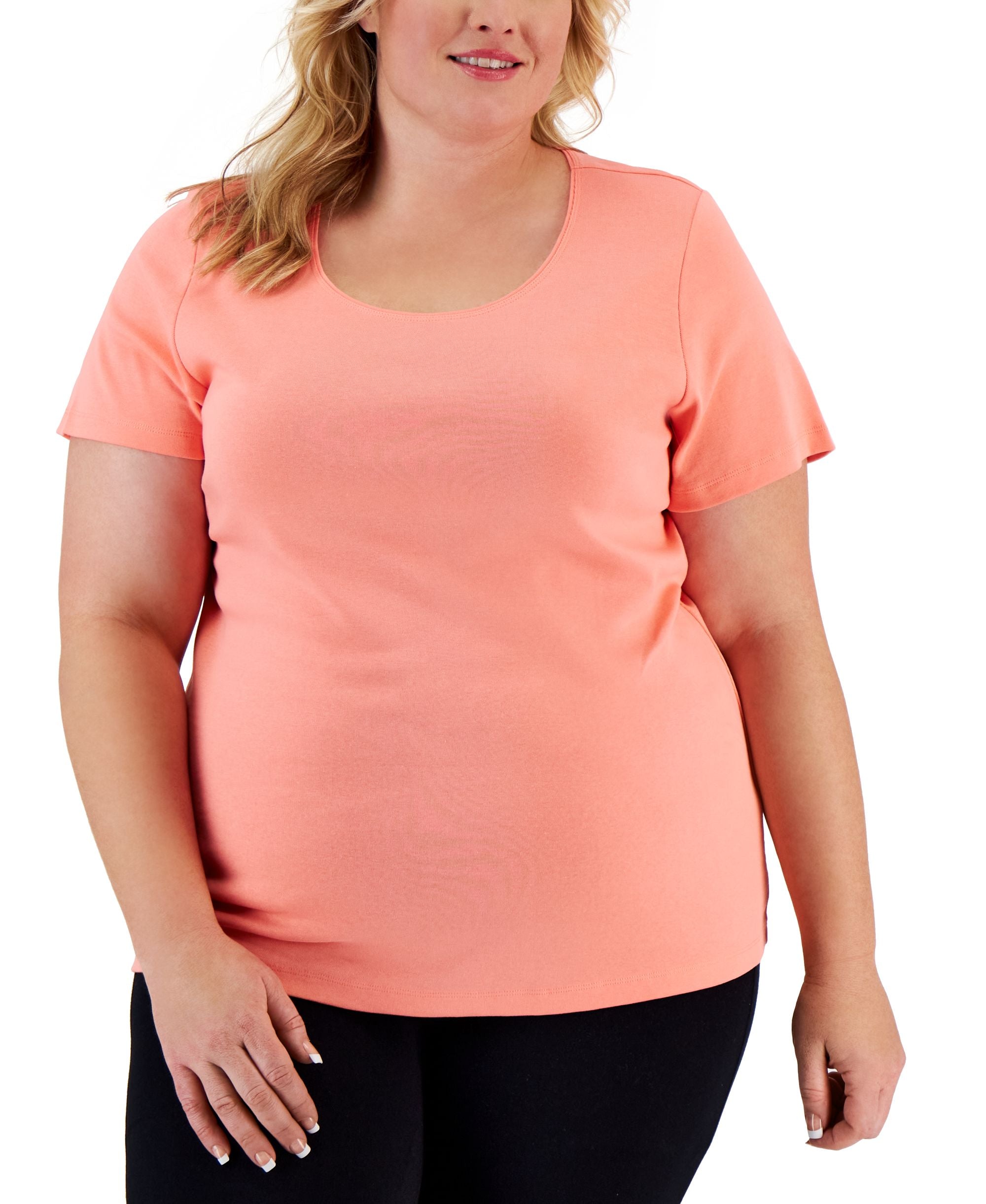 Plus Size Short-Sleeve Scoop-Neck Premium Top
