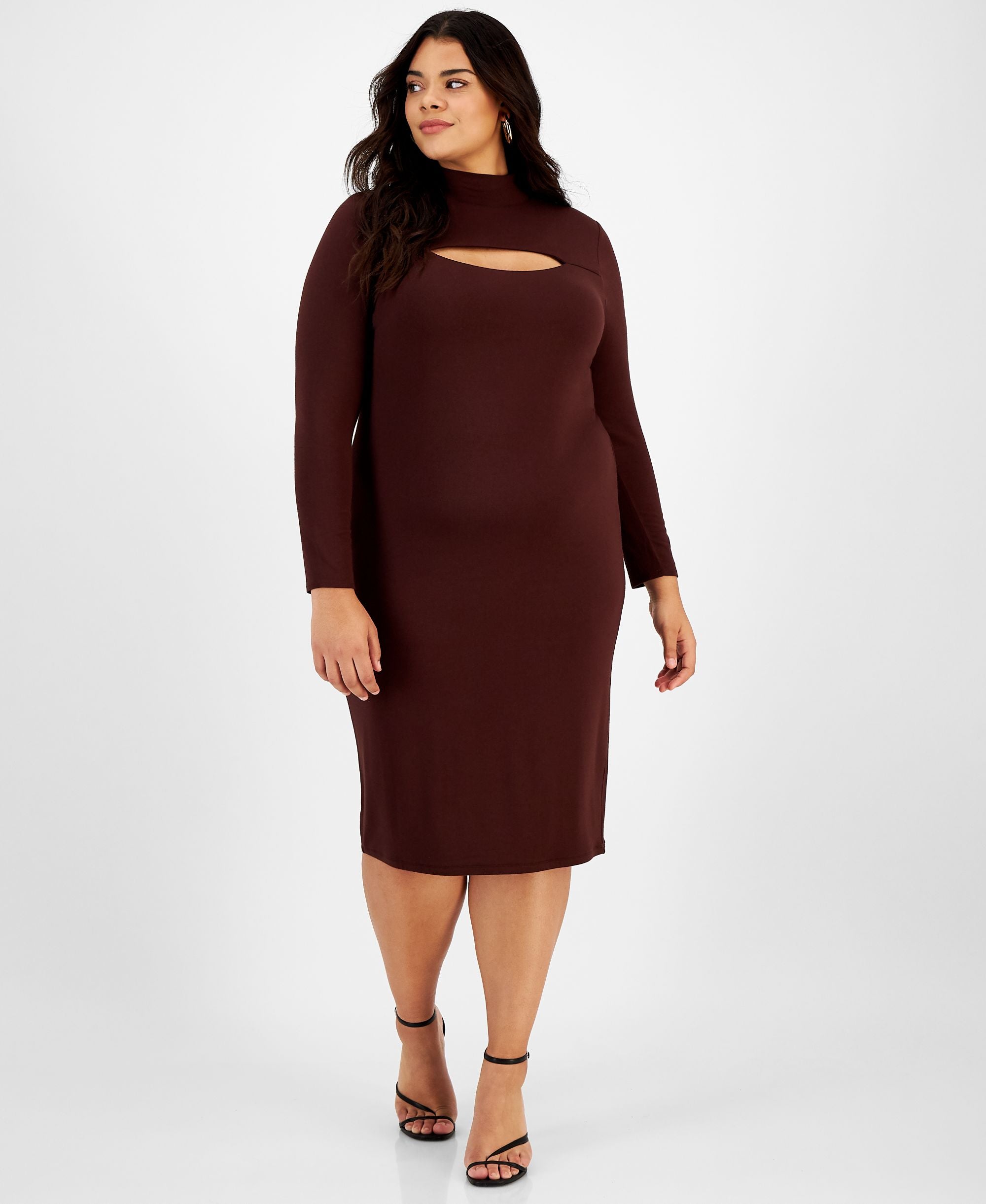 Bar III Modern Plus Size Cutout Bodycon Midi Dress