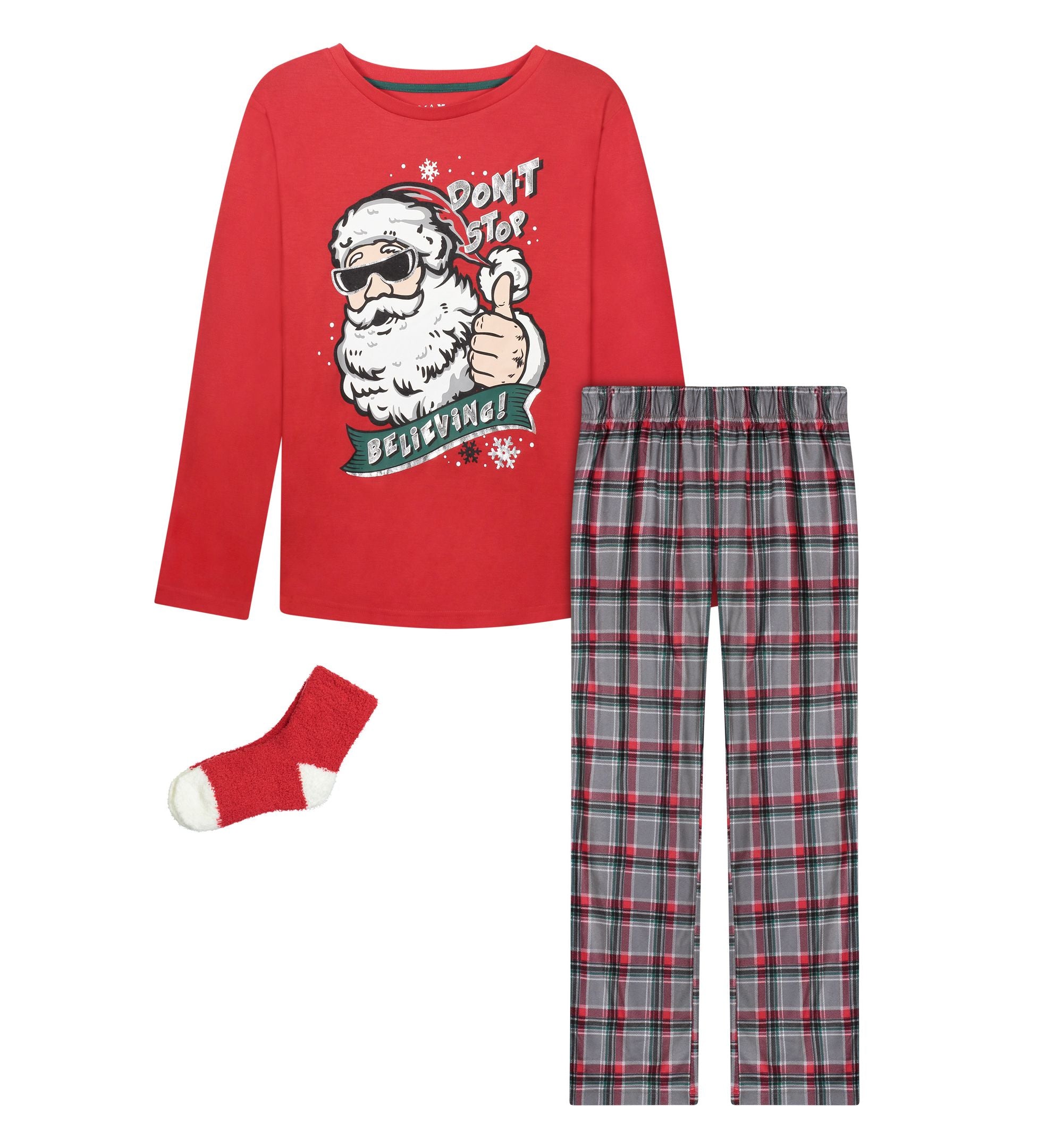 Max Olivia Little Boys Long Pajama T-Modern Shirt Signature Pants 2 Piece Set With Socks