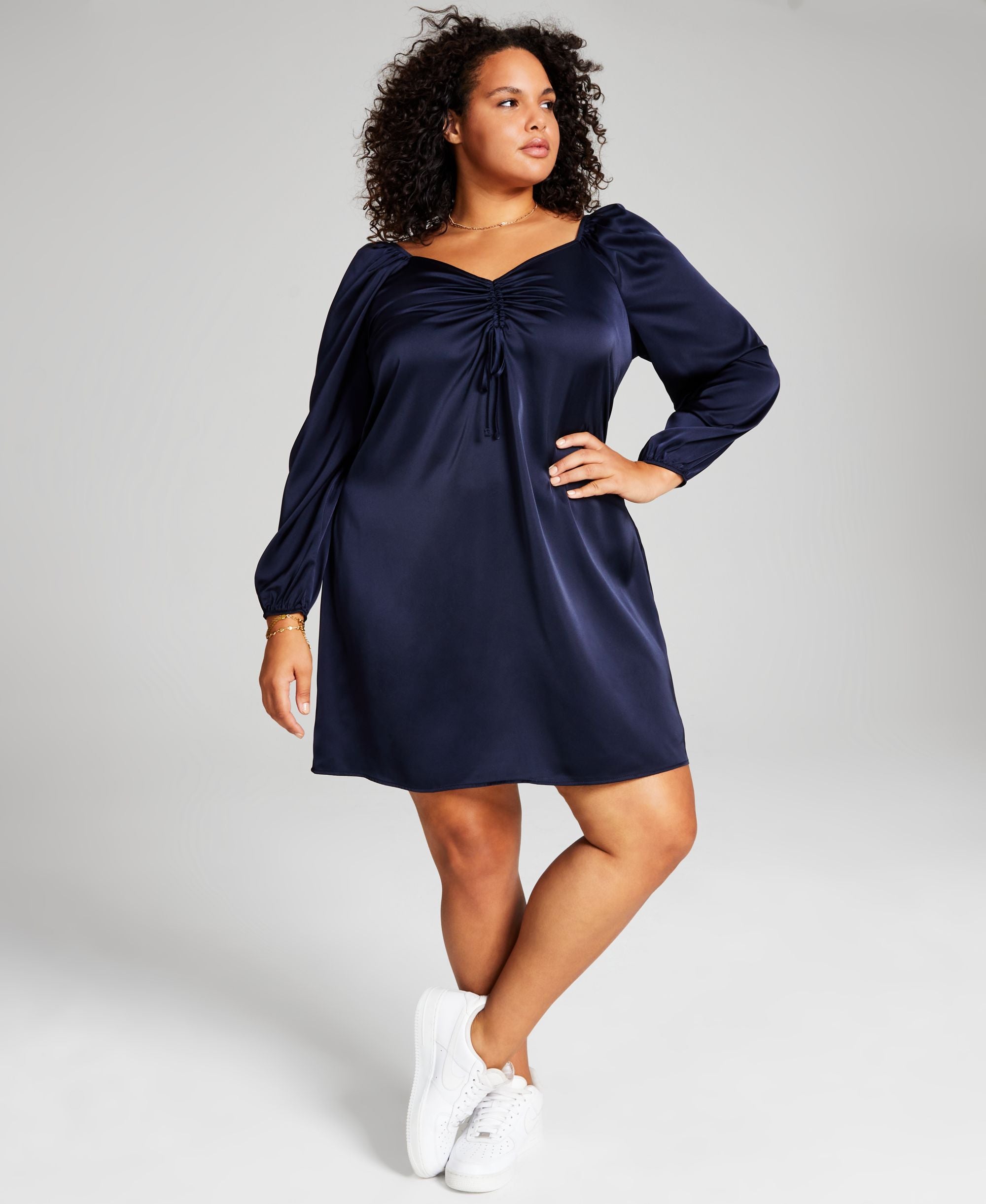 Modern Plus Size Babydoll Satin Dress