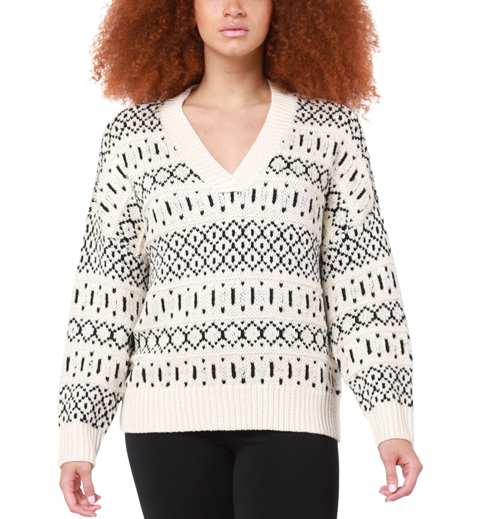 Black Tape Womens Long-Sleeve Textured Cable Knit Sweater