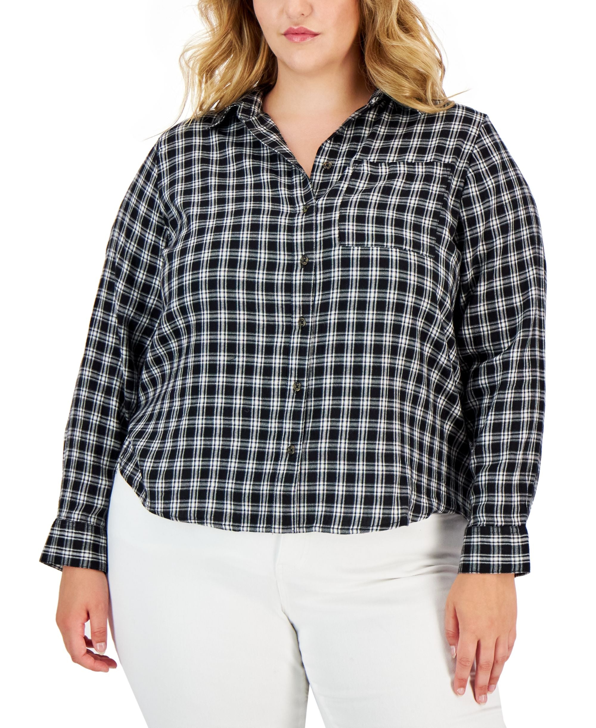 Style & Co Plus Size Plaid ideal Modern Shirt