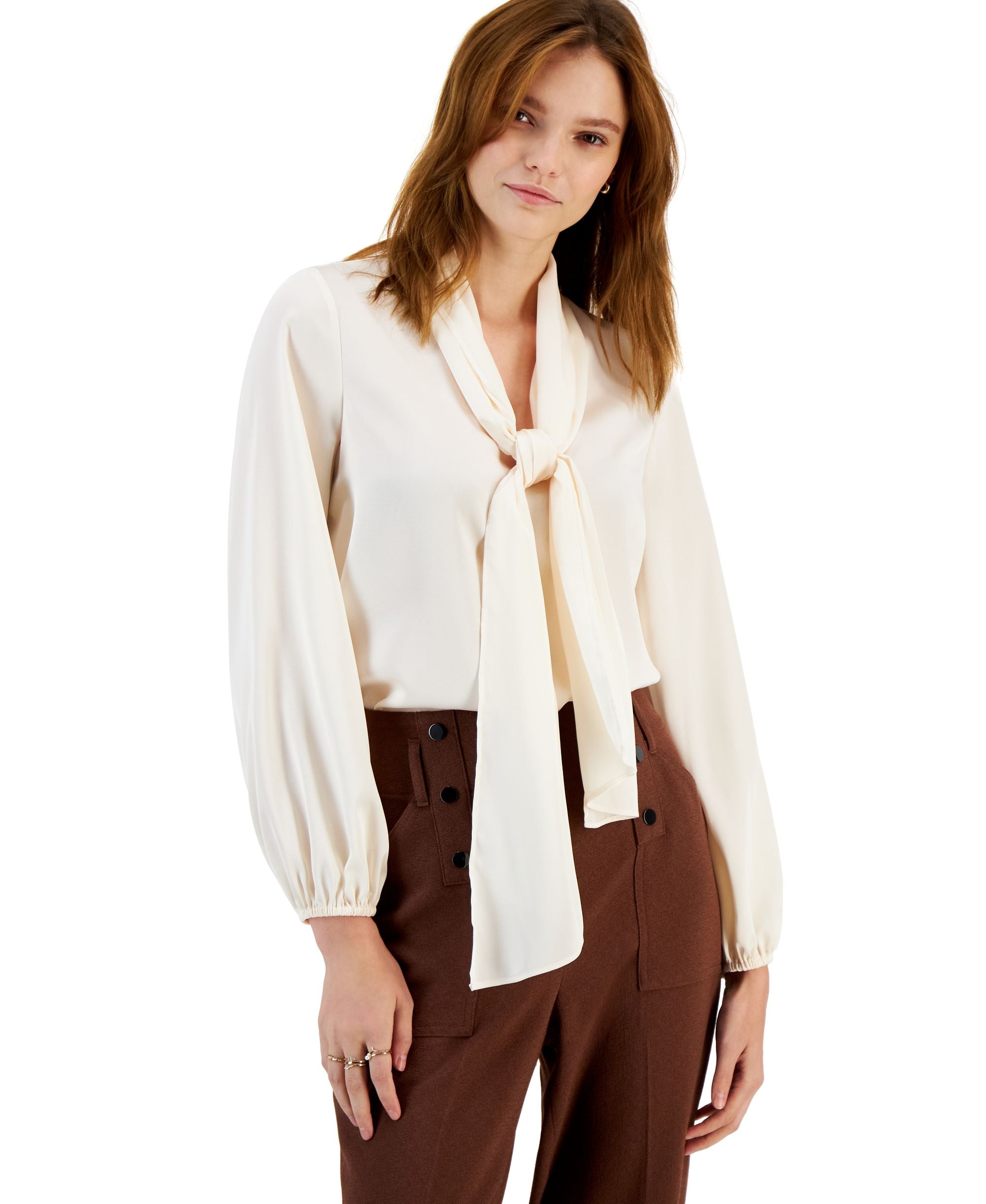 Women's Bow-Tie Long-Sleeve Signature Blouse