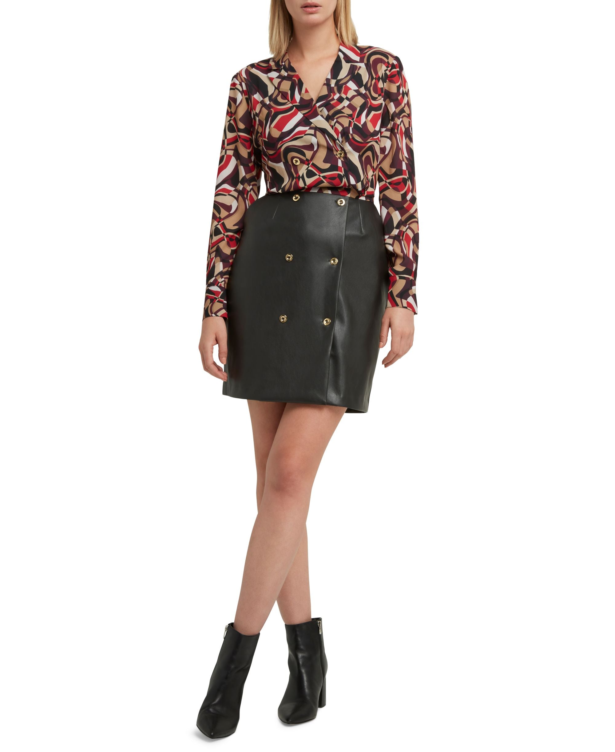 H Halston Womens Mixed Media Double Breasted Dress