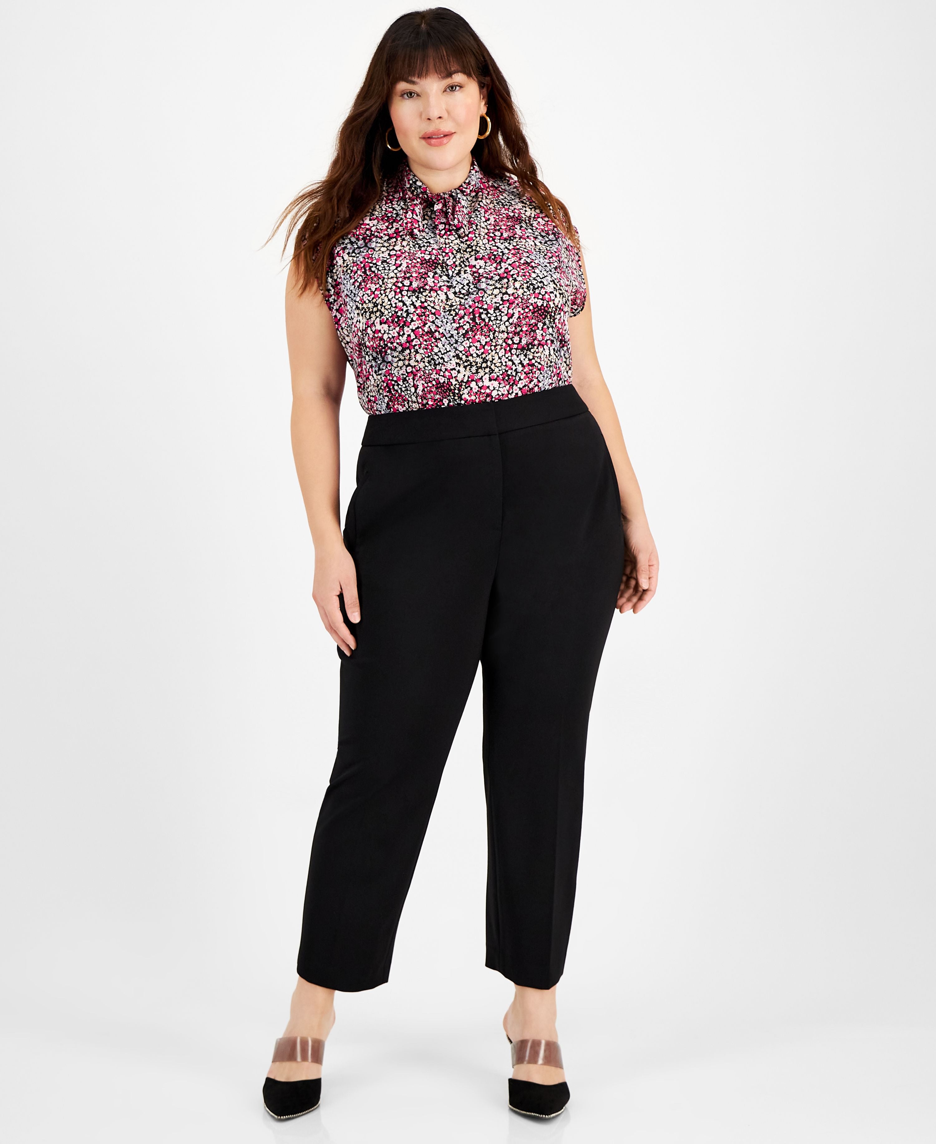 Plus Size Compression Straight-Leg Ankle Signature Pants