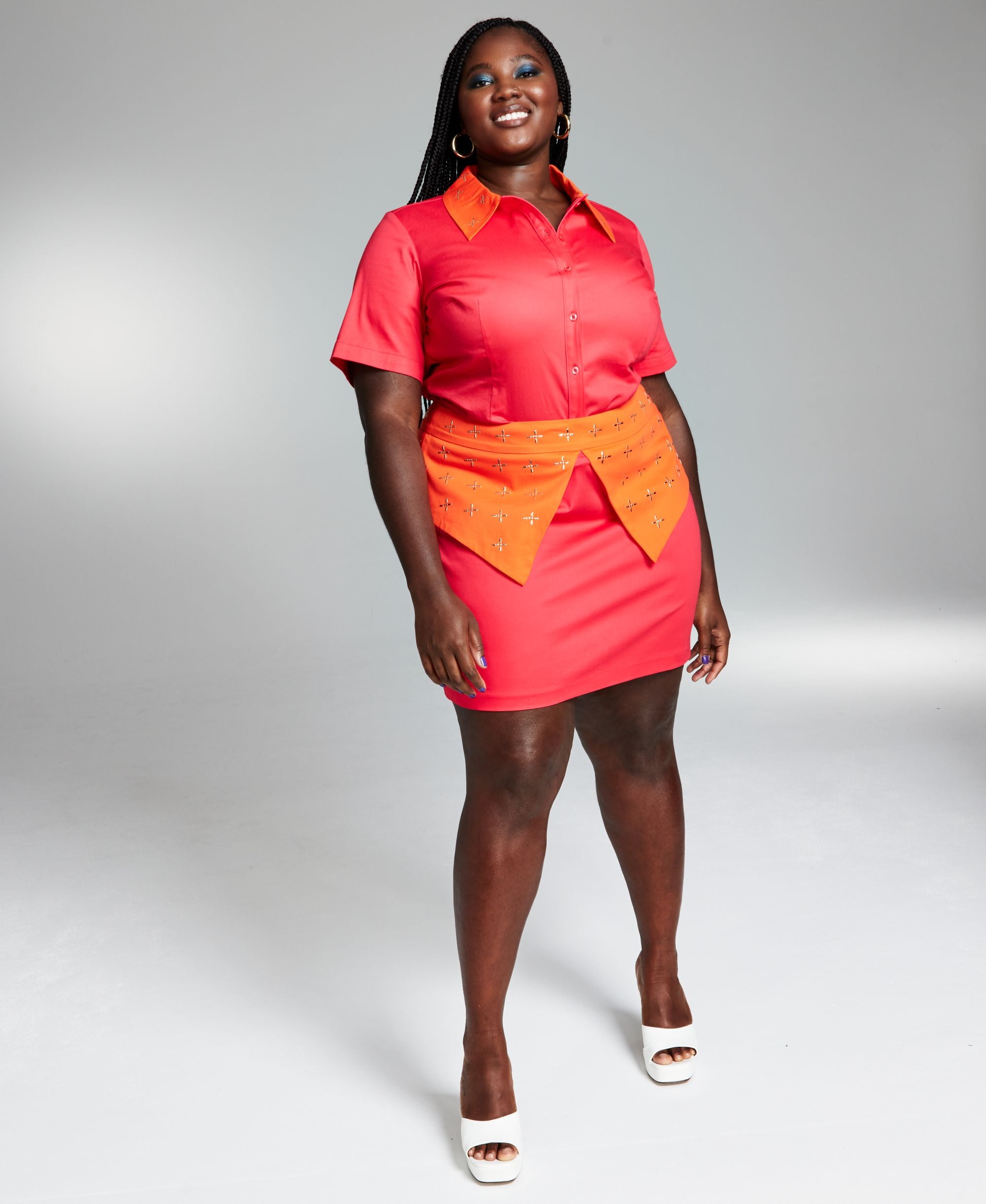 Googoo Atkins Modern Plus Size Embellished Peplum Modern Skirt