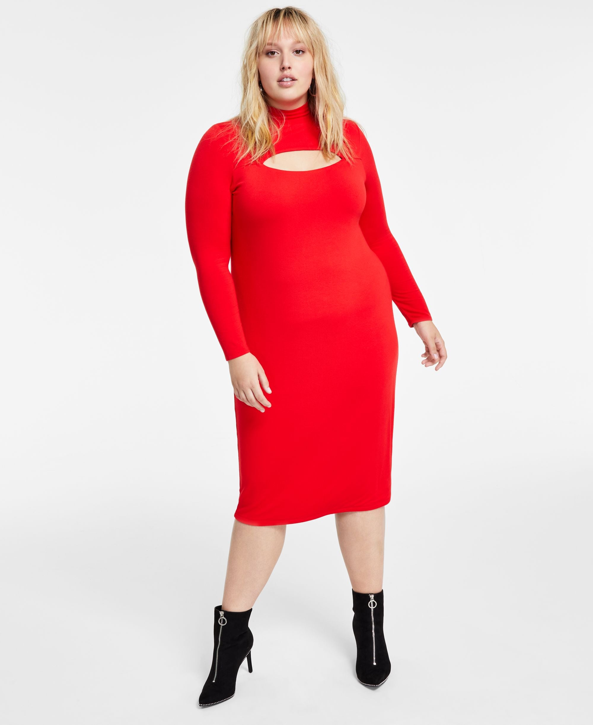 Bar III Modern Plus Size Cutout Bodycon Midi Dress