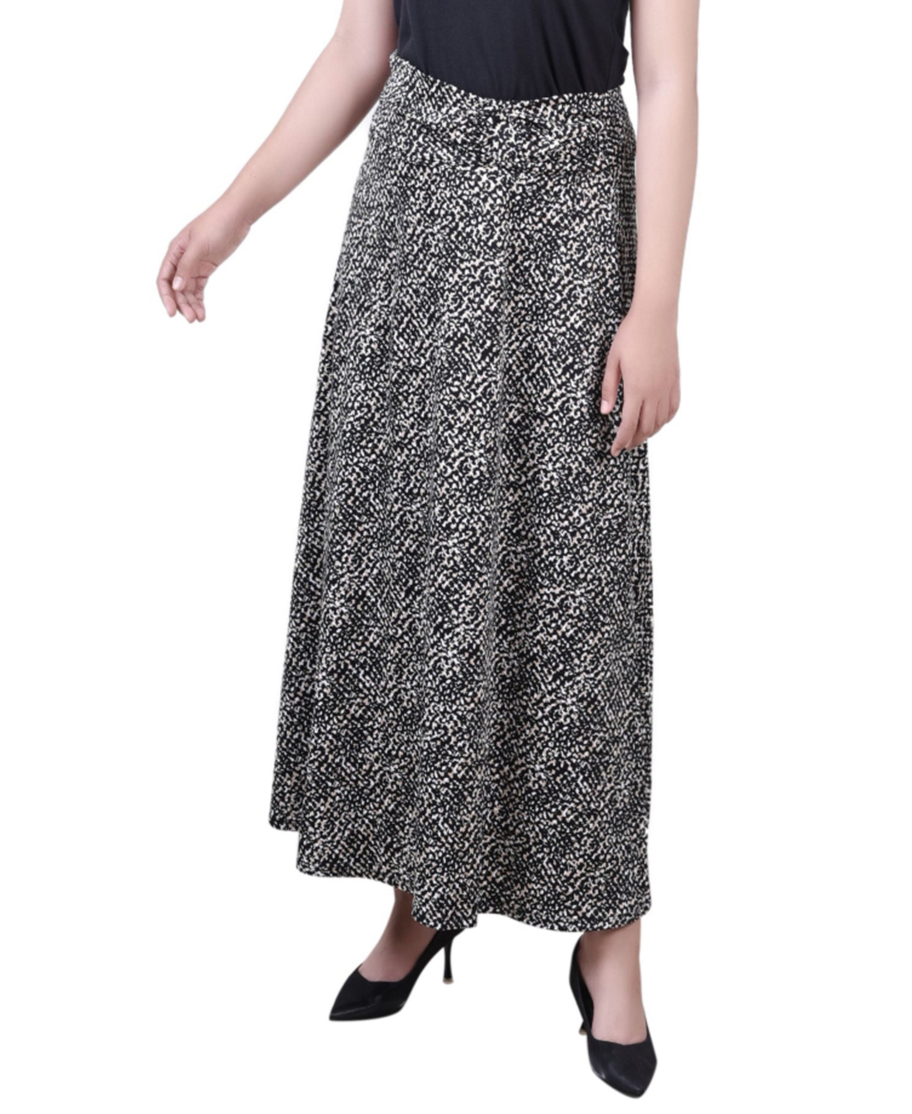 Petite Ring Faux Belt A-Line Maxi Modern Skirt