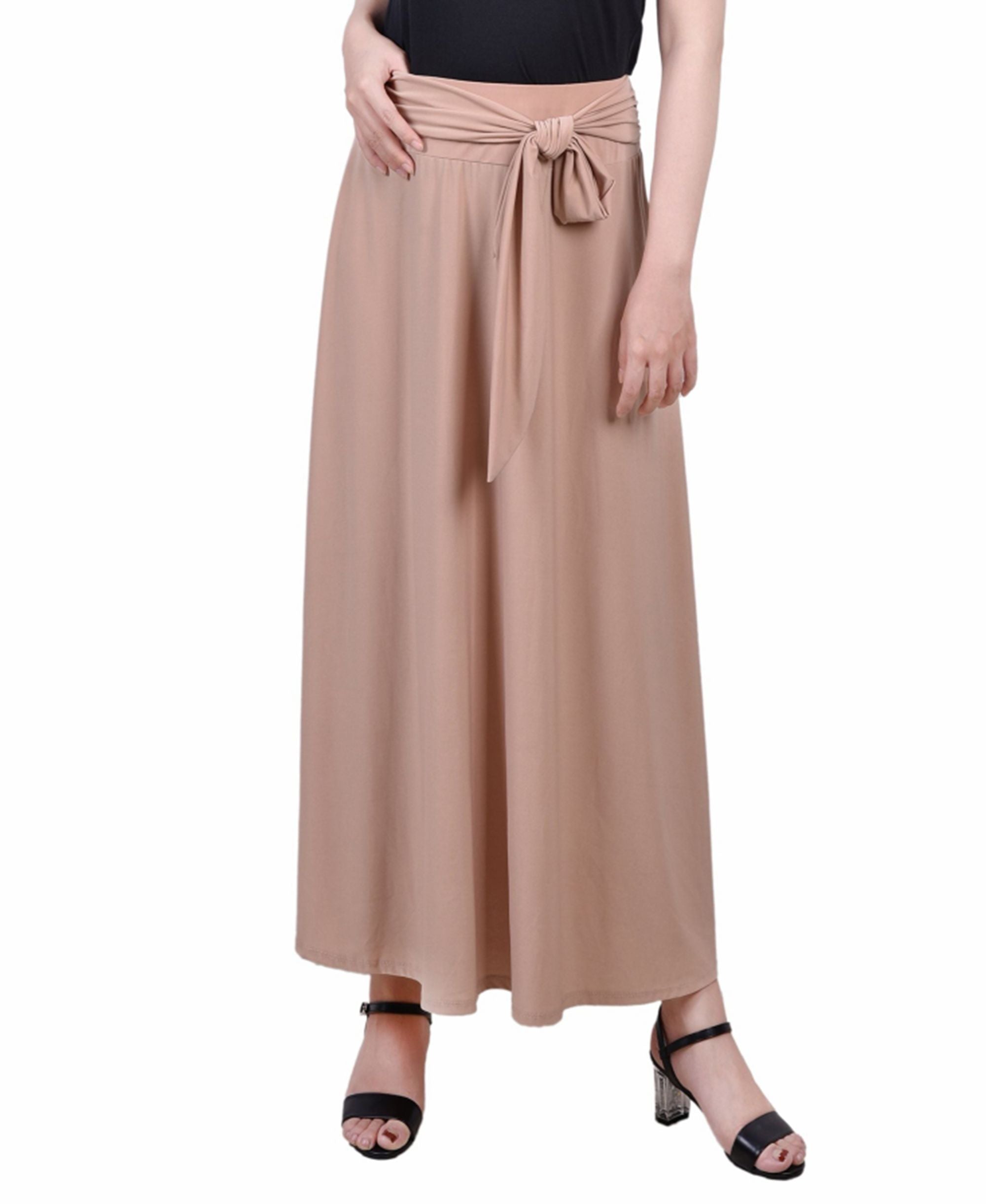 NY Collection Petite Maxi Modern Skirt With Sash Waist Tie
