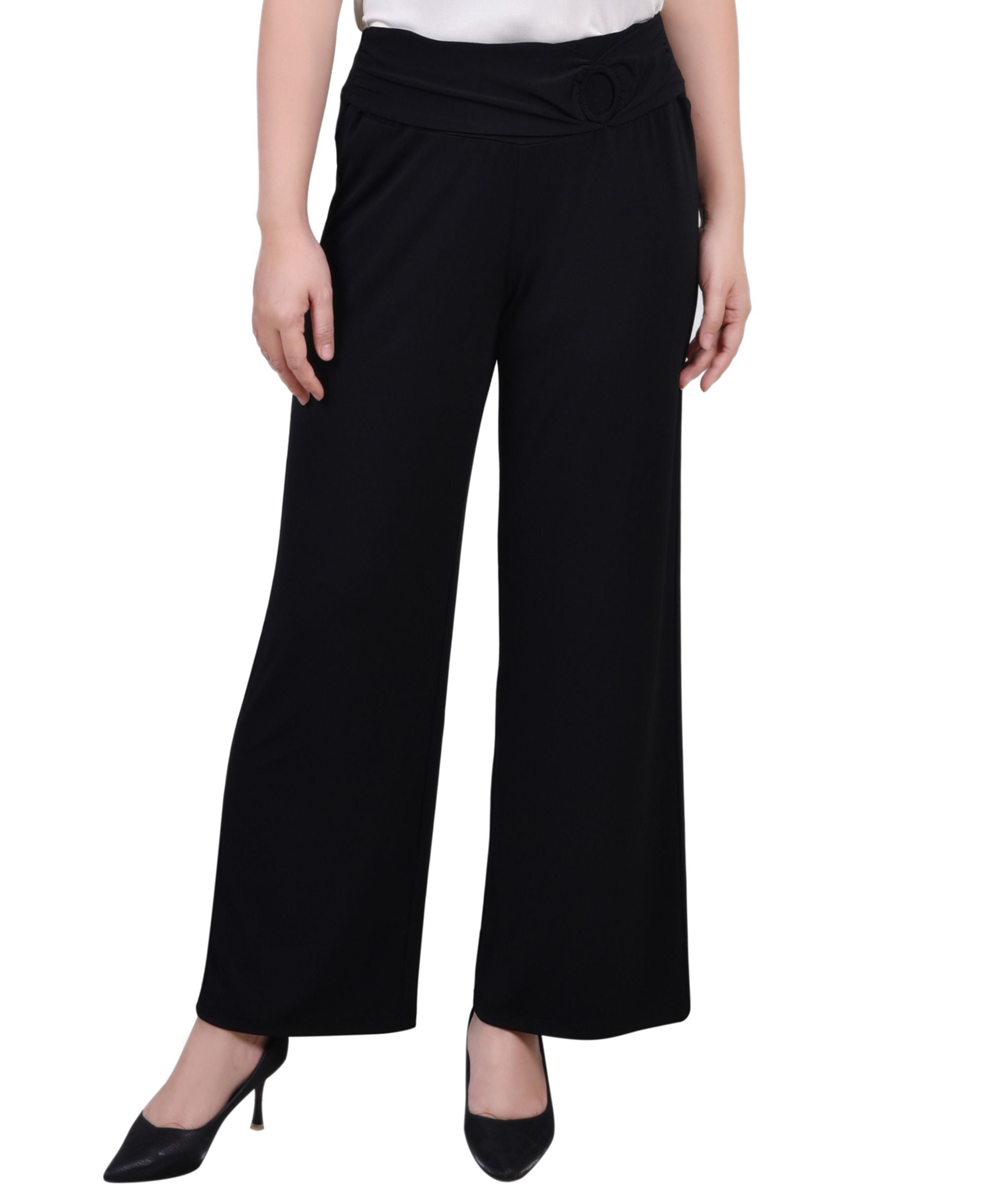 NY Collection Petite Cropped Comfort-Waist Signature Pants With Sash
