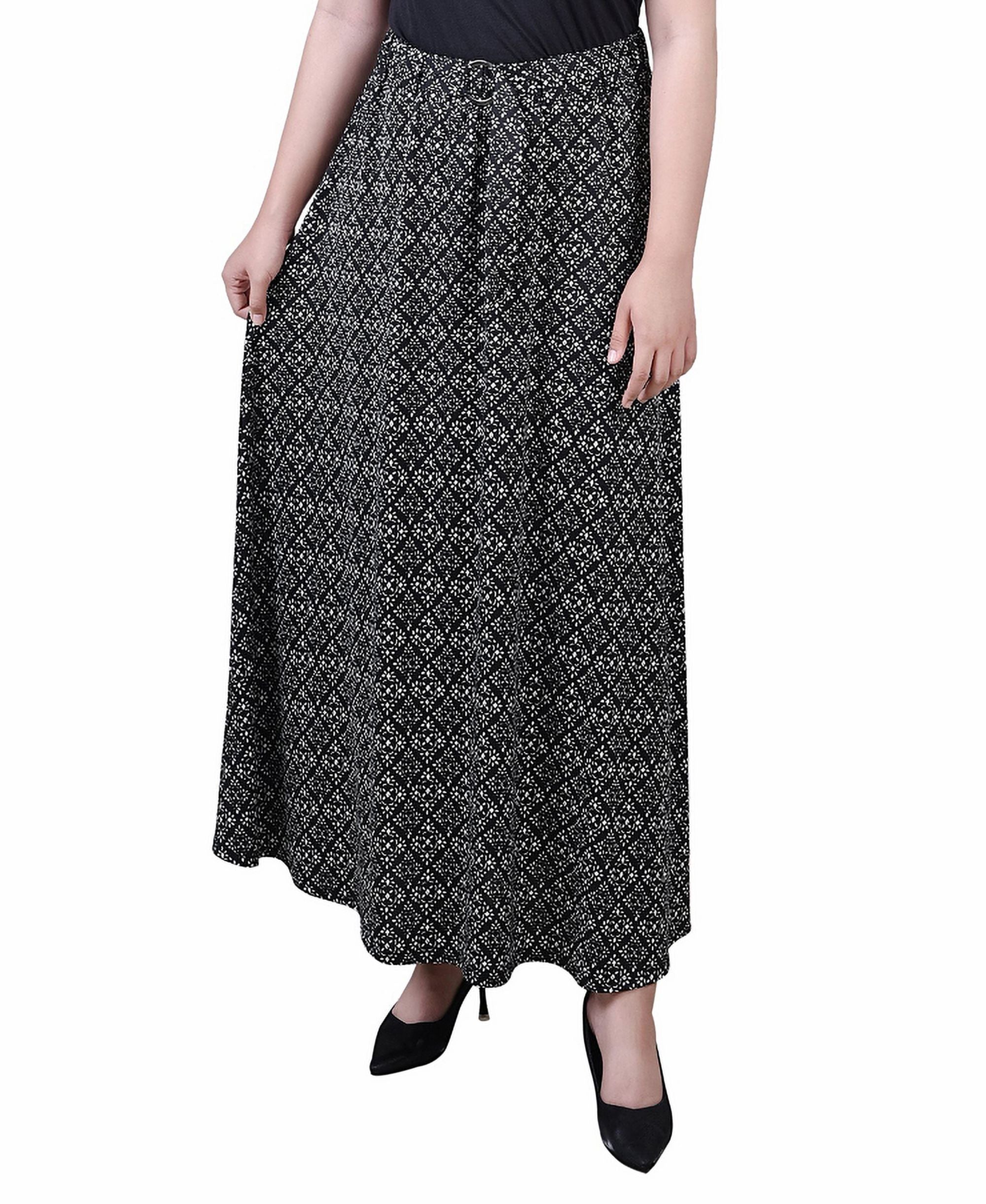 Petite Printed Belted Maxi Modern Skirt