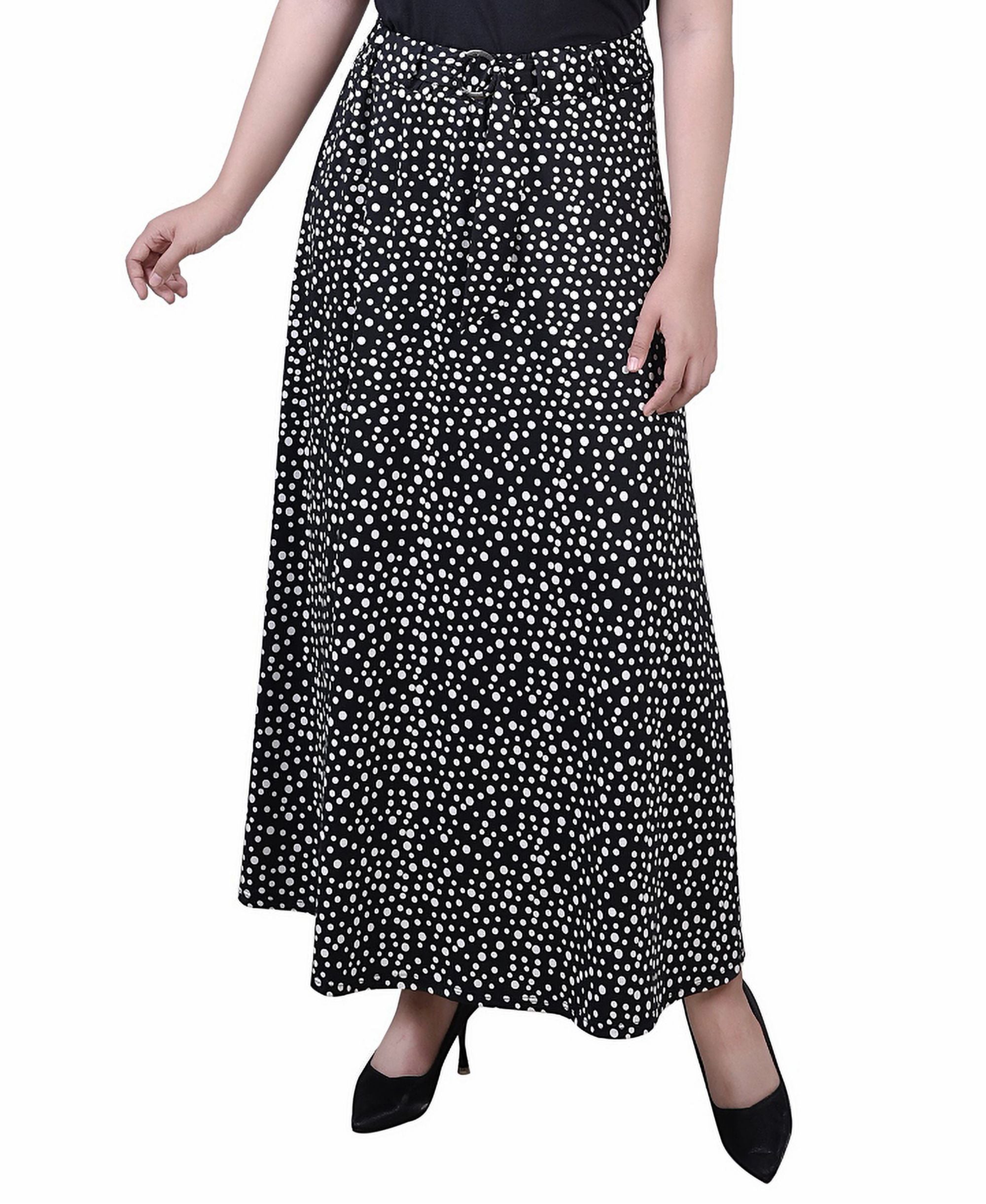 Petite Printed Belted Maxi Modern Skirt