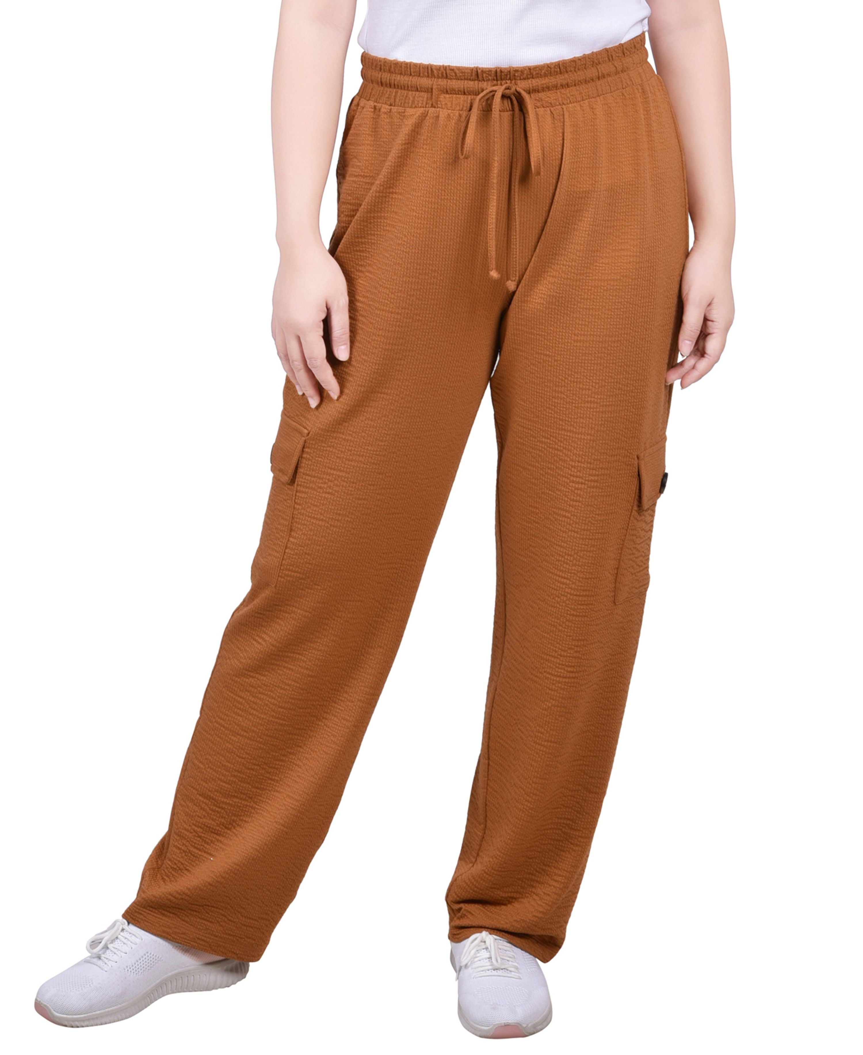 Petite Knit Comfort-Waist Gauze Cargo Signature Pants