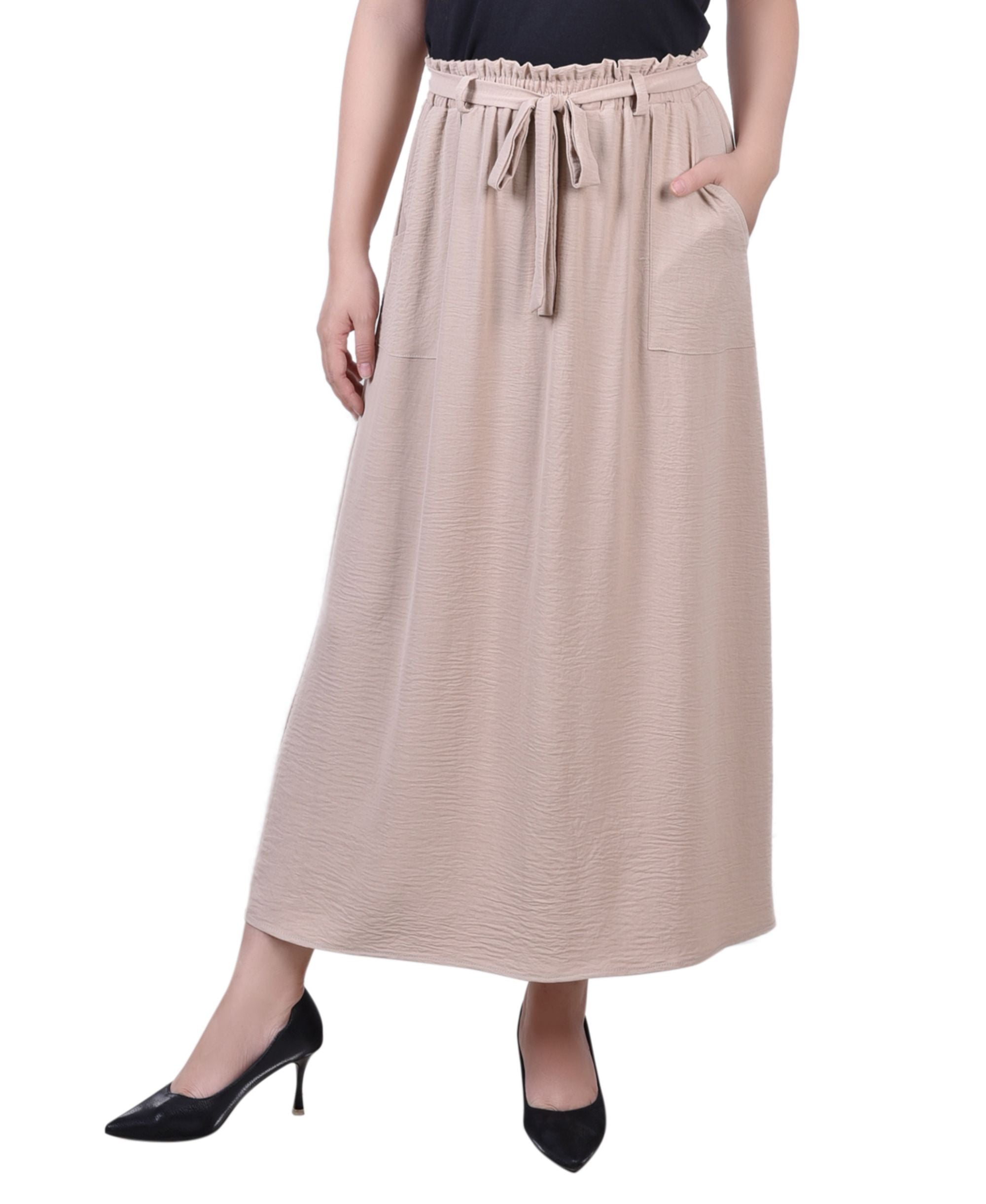 NY Collection Petite Ankle Pants Belted A-Line Modern Skirt