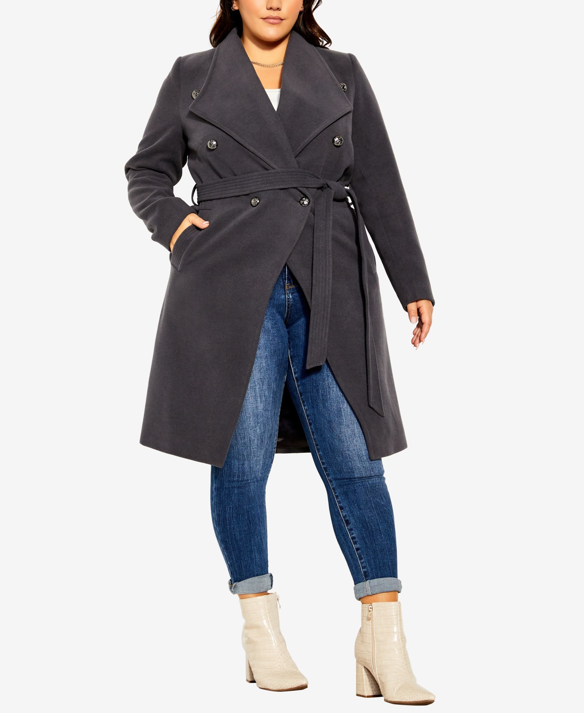 Modern Plus Size Sassy Military-Inspired Coat
