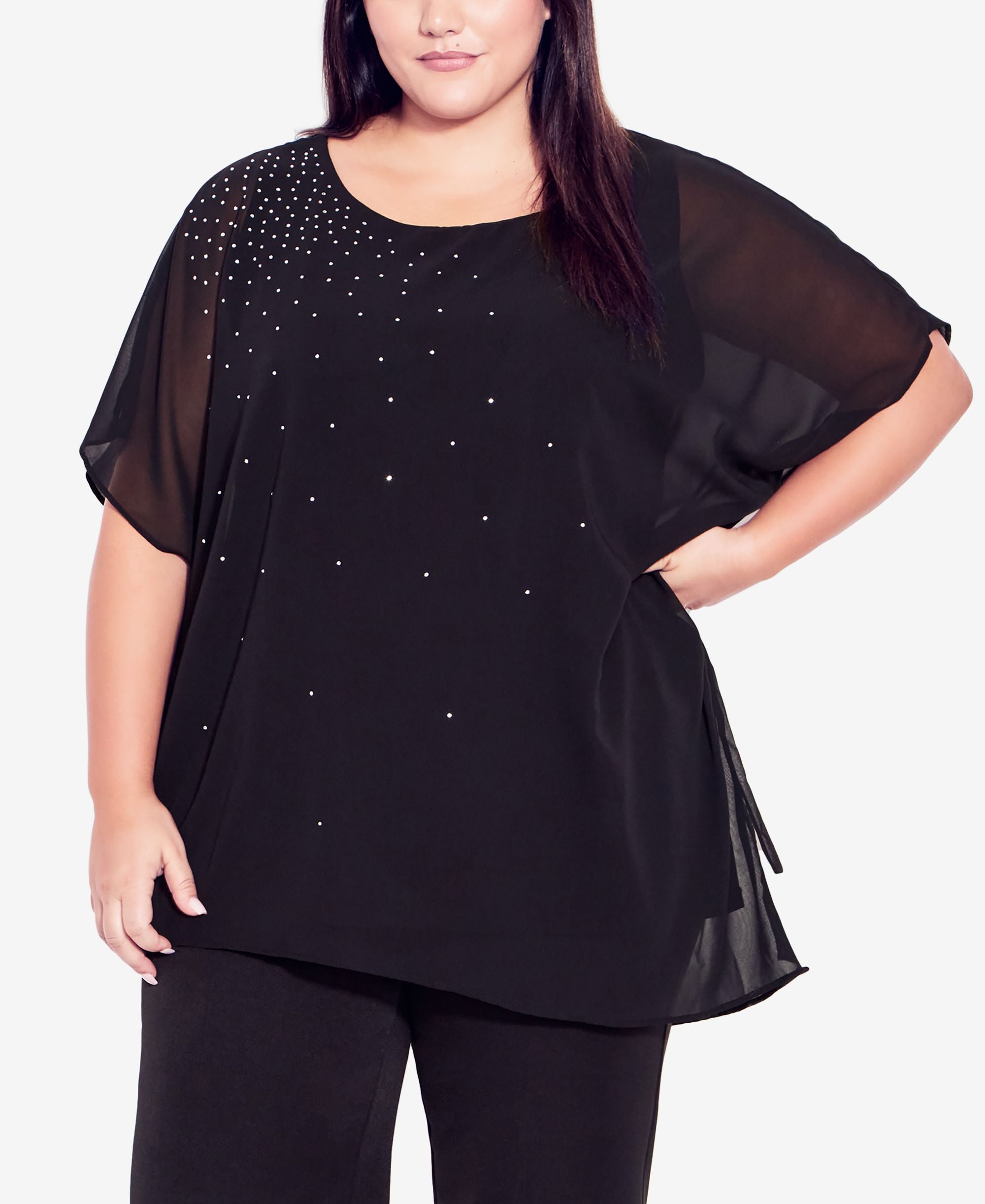 Plus Size Everly Plain Poncho Premium Top