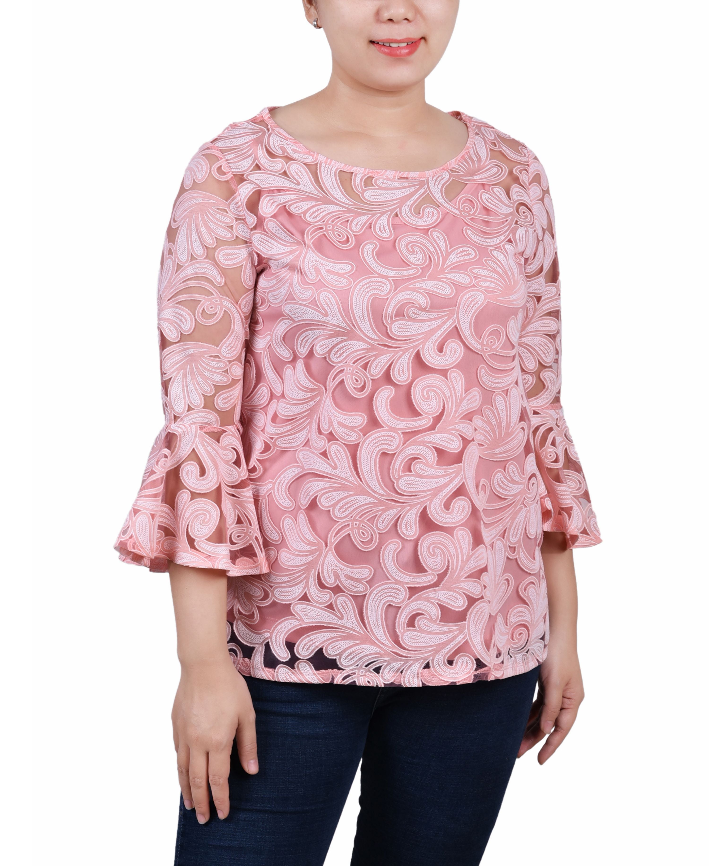 Petite Burnout Bell-Sleeve Premium Top