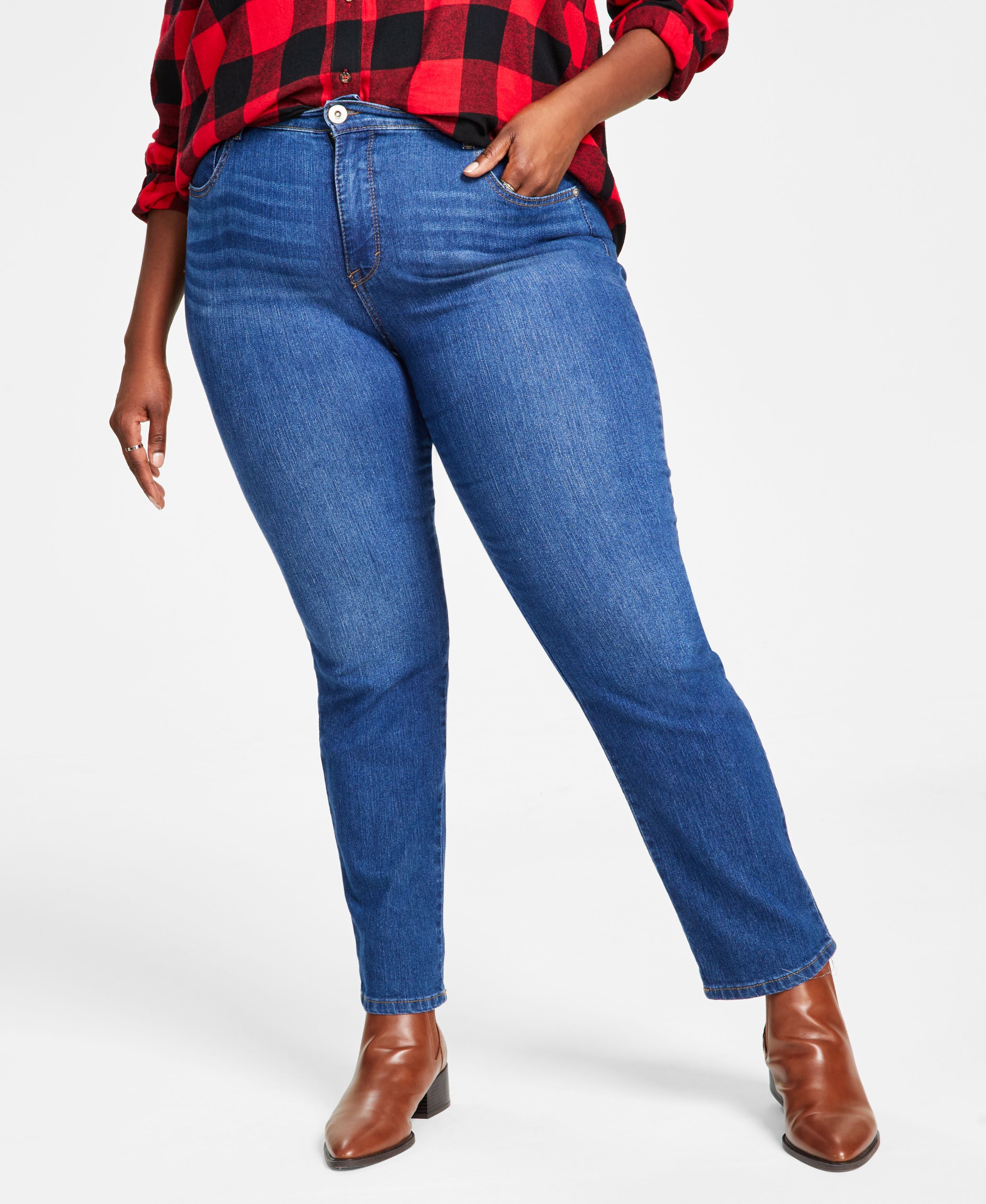 Plus Size High-Rise Straight Premium Jeans