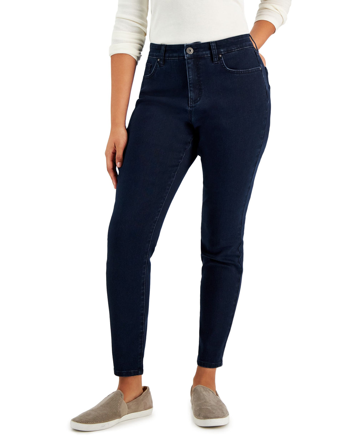 Women's Curvy-Fit Mid-Rise Skinny-Fit Premium Jeans, Regular, Short and Long Lengths
