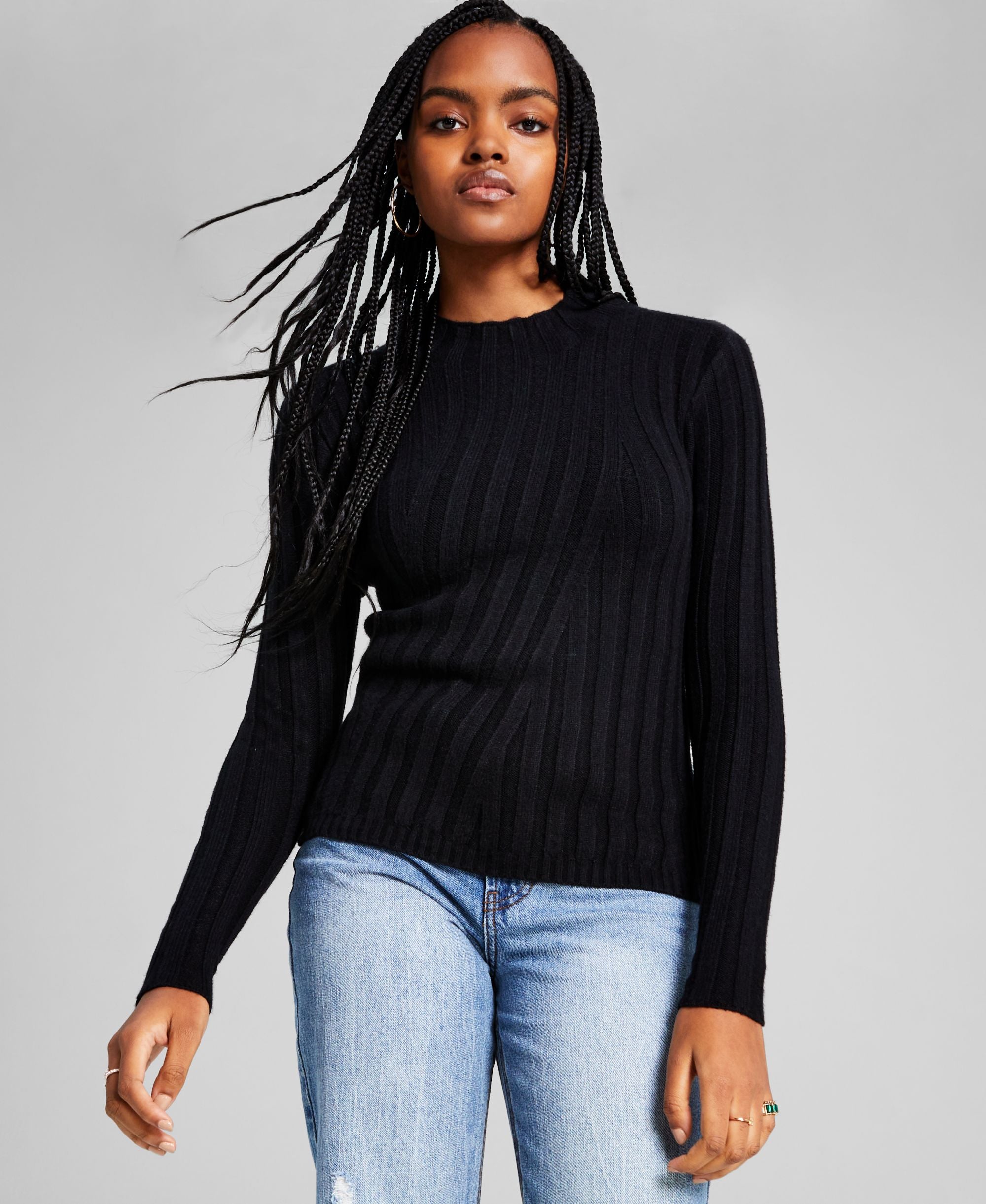 Women's Pullover Directional Ribbed Sweater