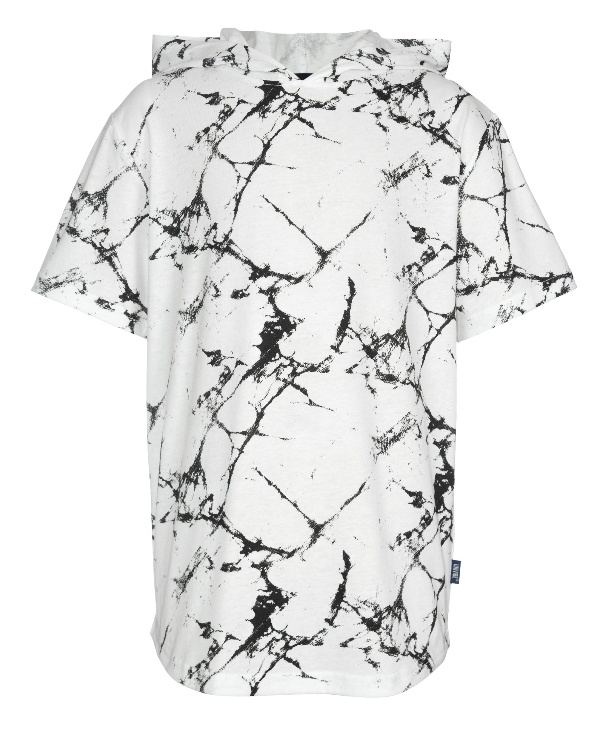 Univibe Big Boys Fletcher Crackle Print Short Sleeves Knit Hoody T-Modern Shirt