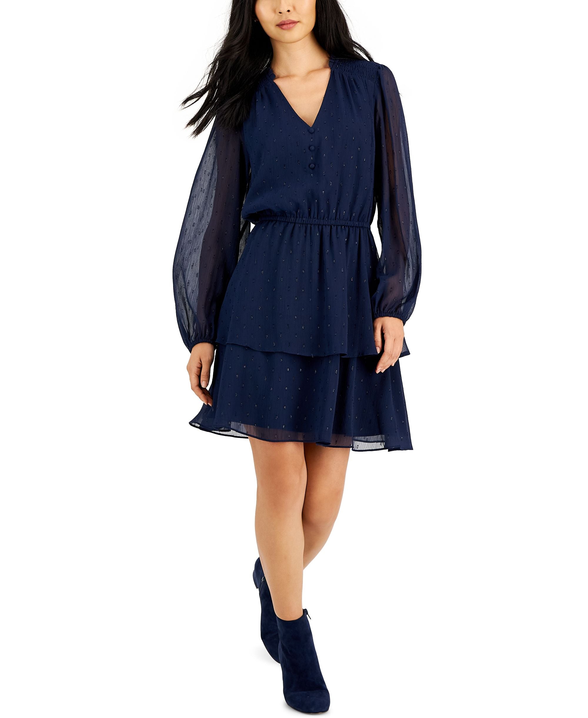 Petite Tiered Flounce A-Line Dress