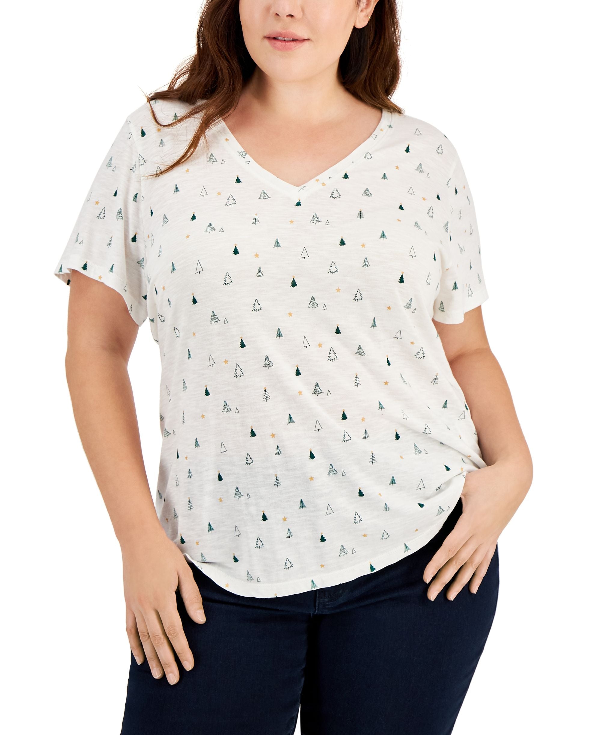 Style & Co Plus Size V Neck T-Modern Shirt