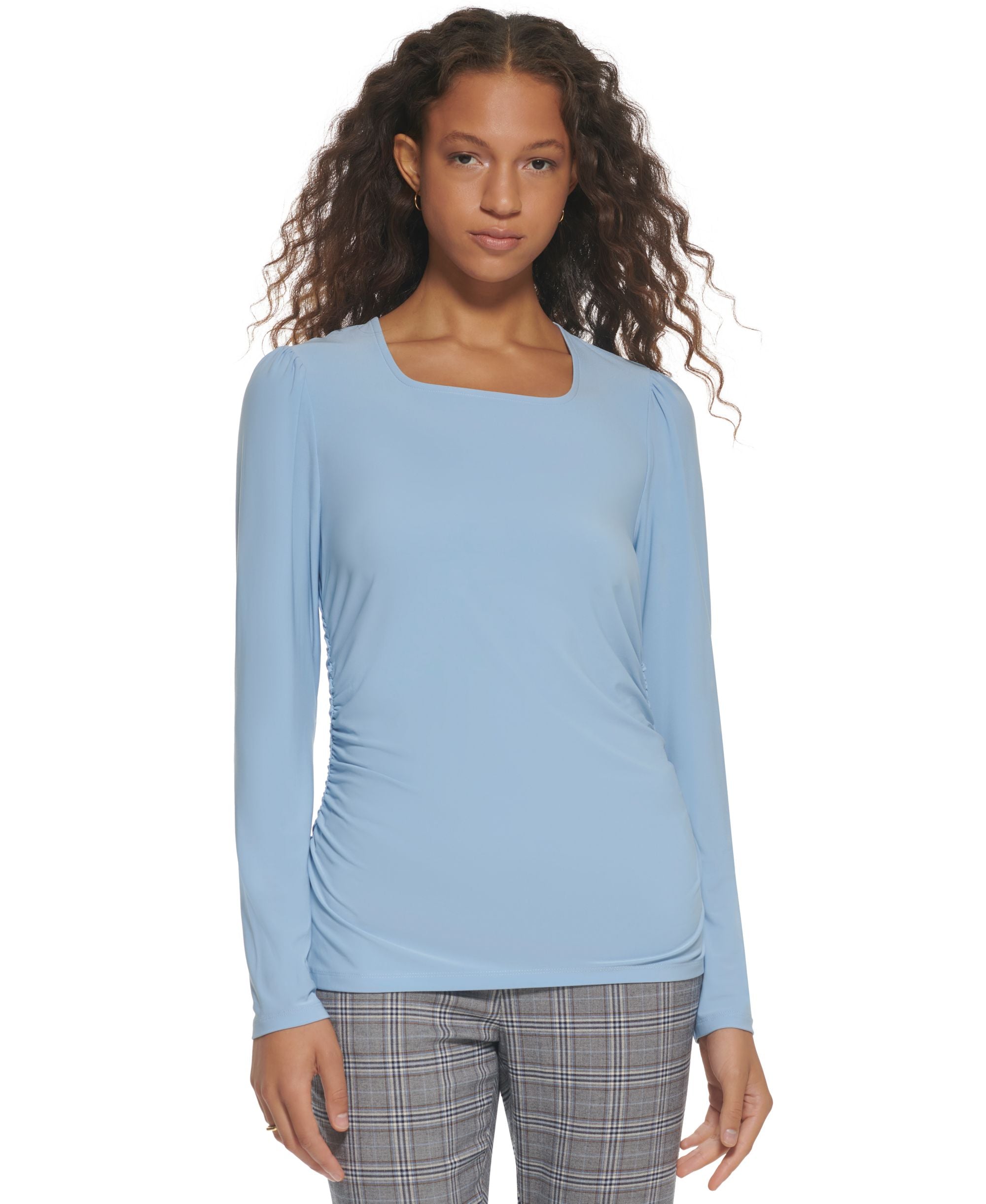 Women's Square-Neck Ruched Premium Top