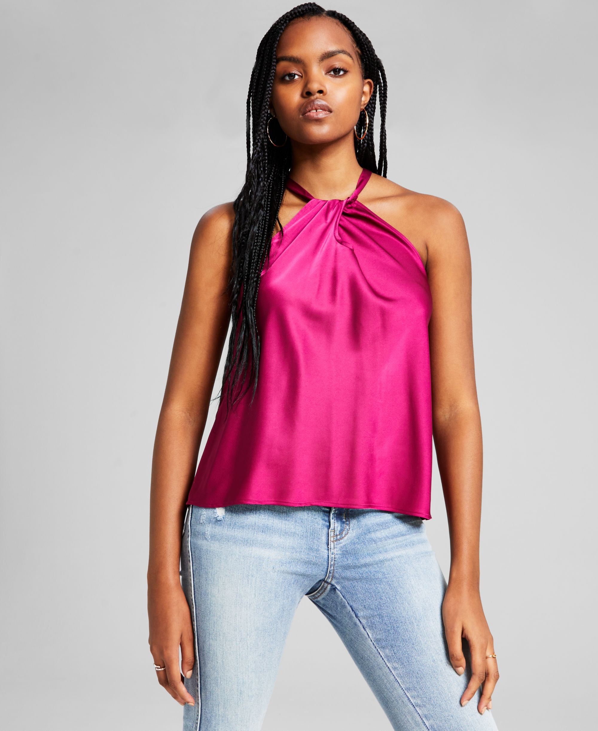 Women's Halter-Neck Twist-Front Tank Premium Top