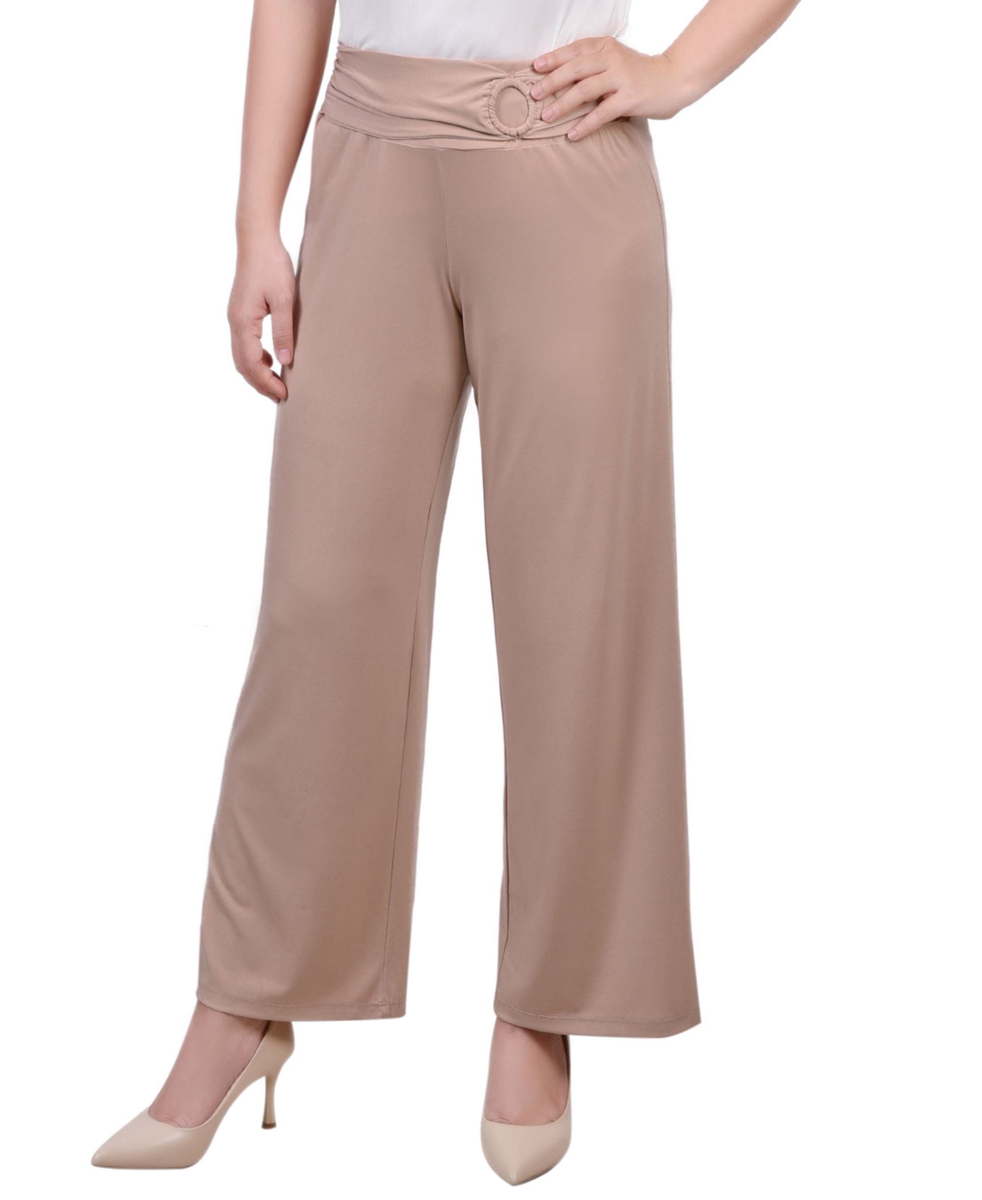 NY Collection Petite Cropped Comfort-Waist Signature Pants With Sash