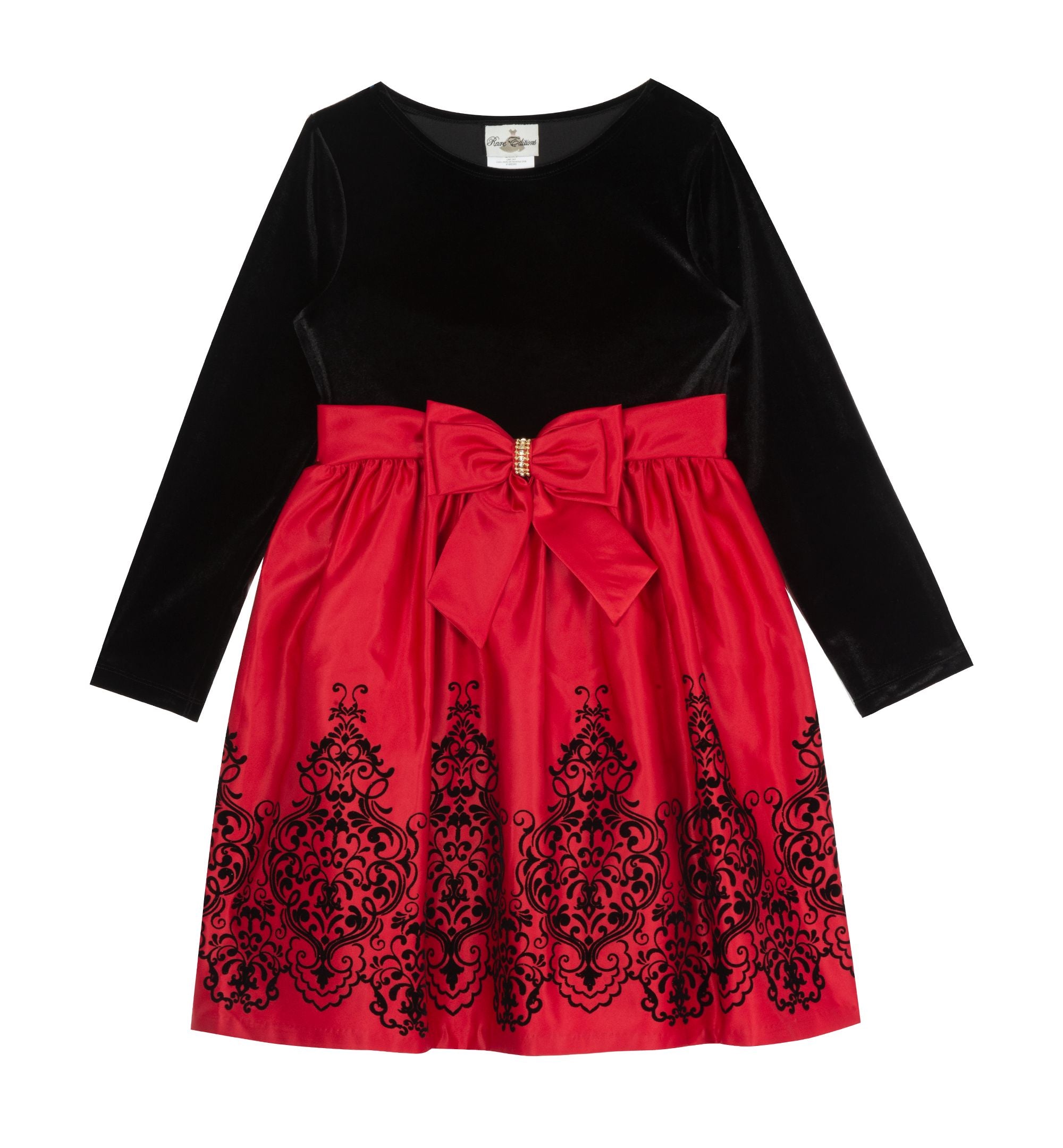 Big Girls Velvet Bodice Dress With Satin Modern Skirt
