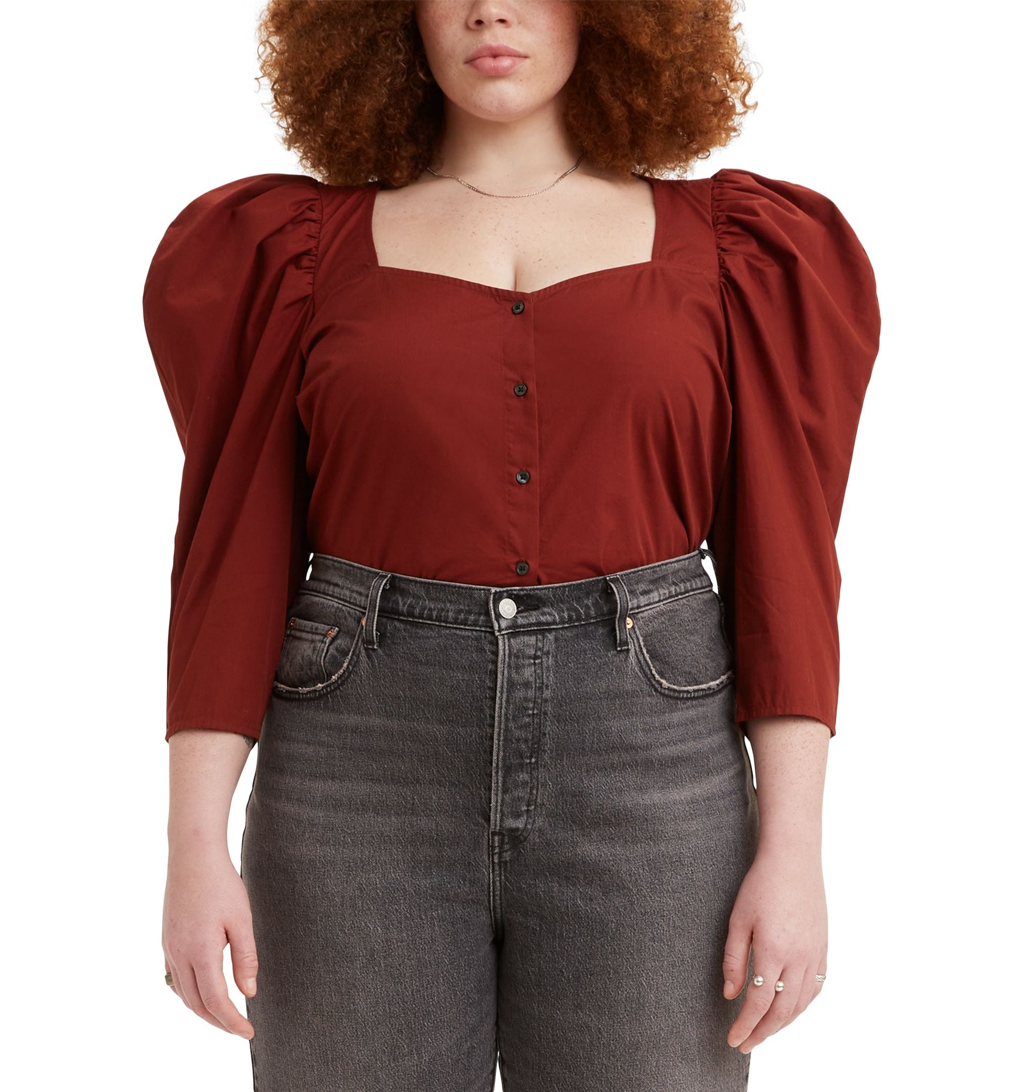Levis Modern Plus Size Ellora Cotton Puff-Sleeve Signature Blouse