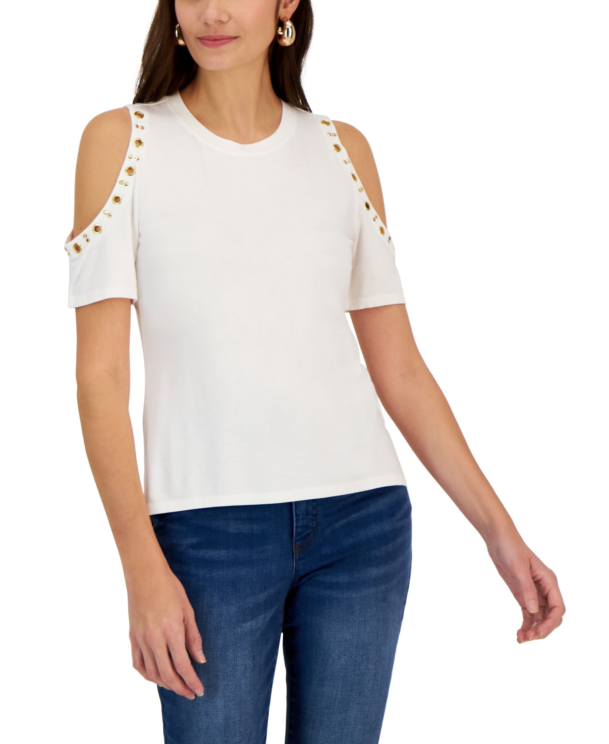 Women's Grommet Cold-Shoulder Premium Top