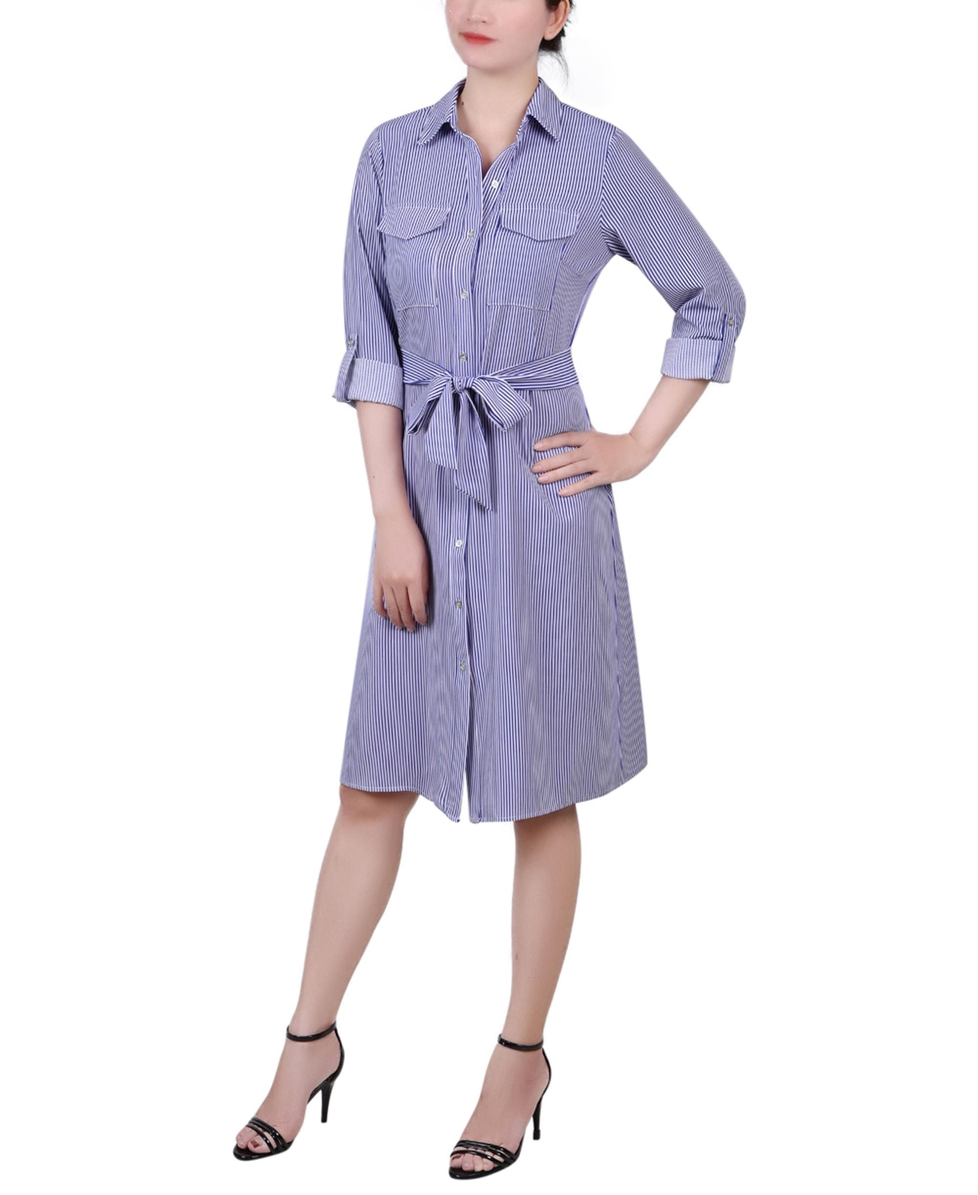 Petite Roll Tab Modern Shirt Dress