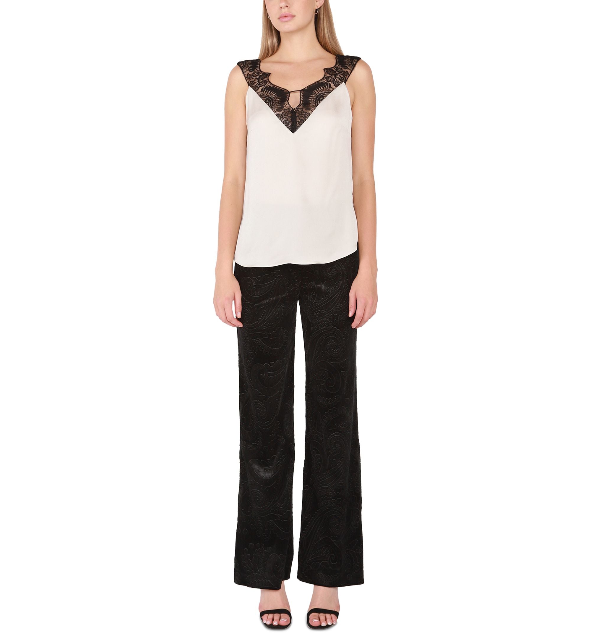 Petite Embossed Velvet Wide-Leg Signature Pants