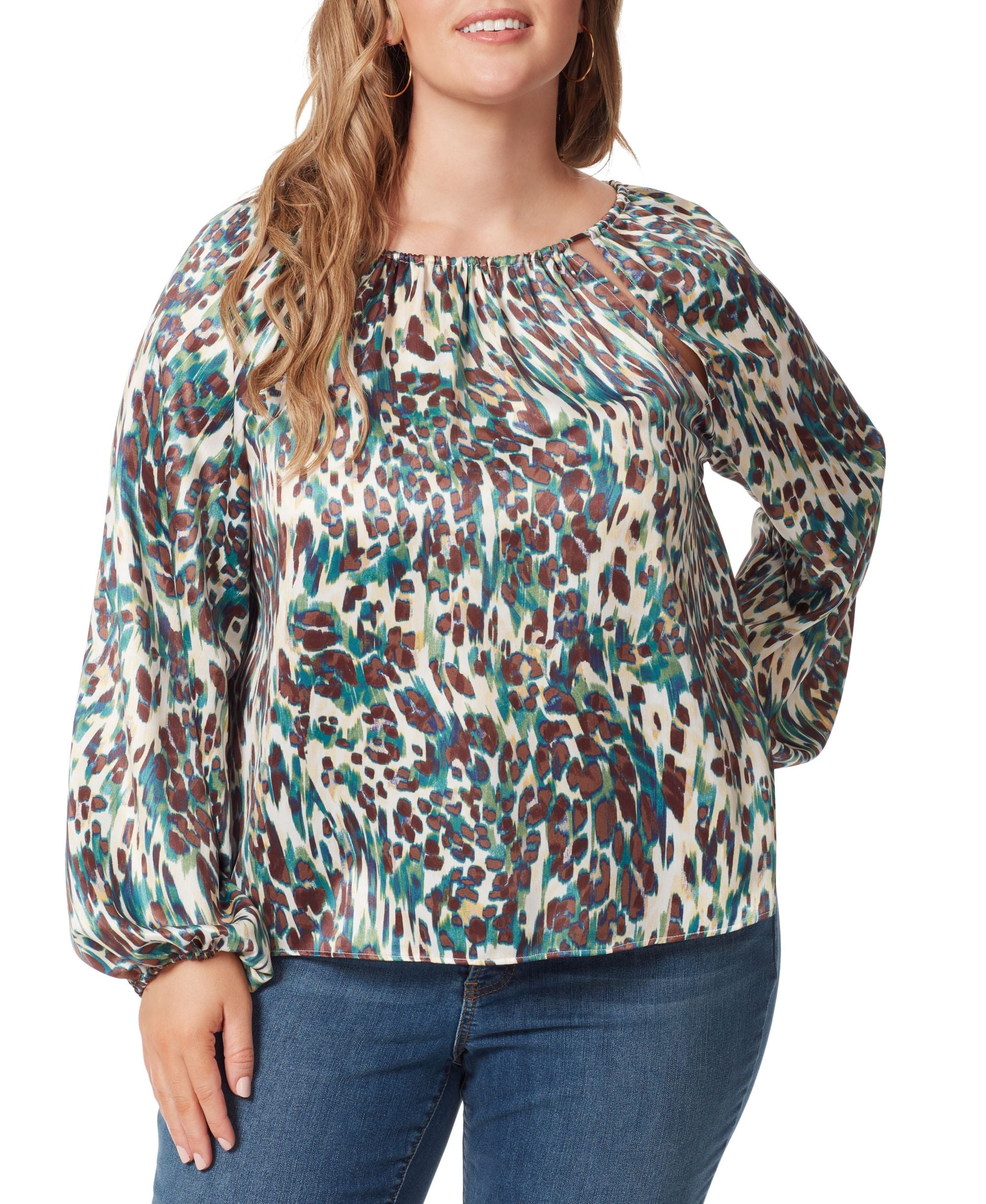 Modern Plus Size Layla Cutout Blouson-Sleeve Premium Top