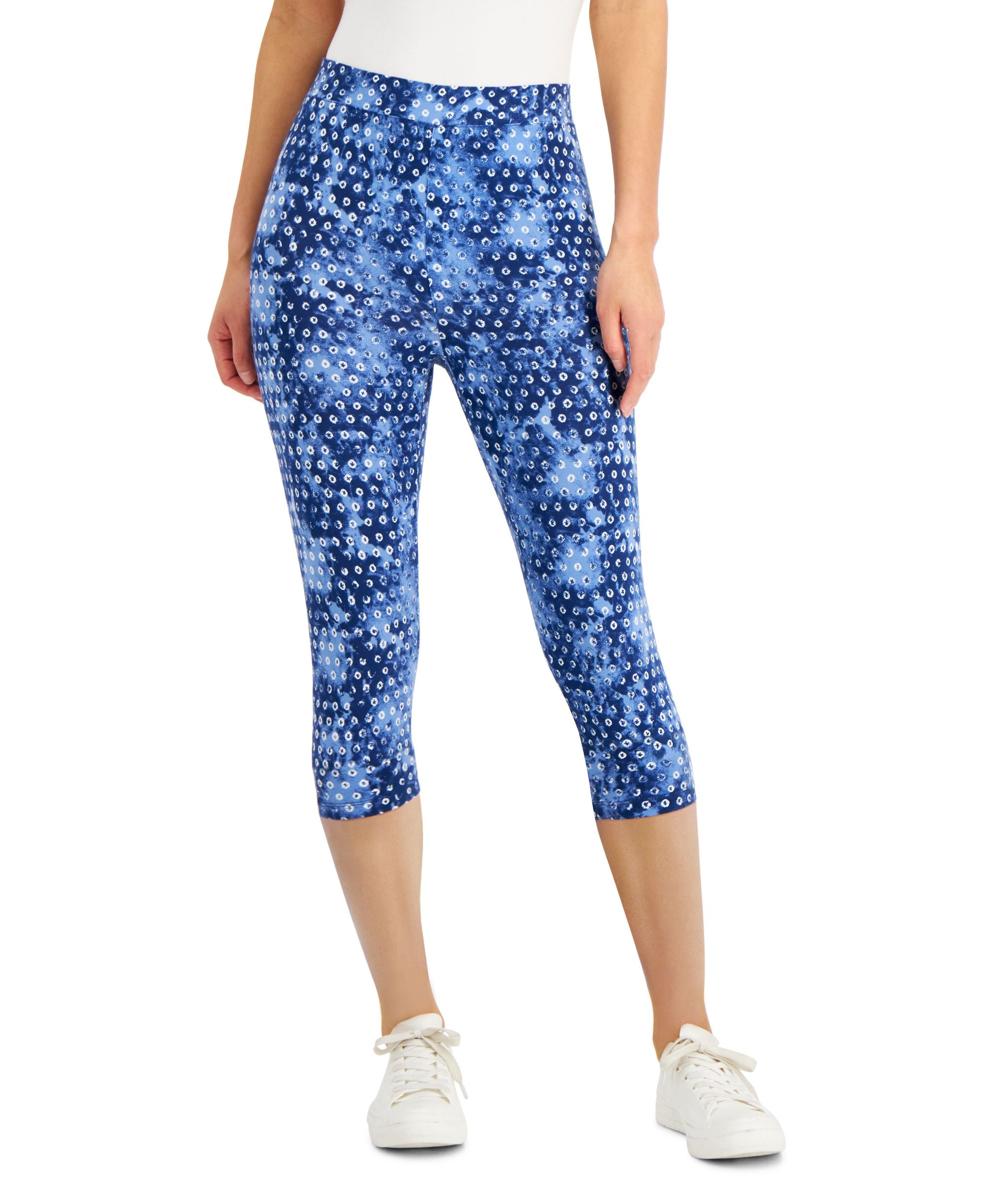 Style & Co Petite Tie Dyed Dot Print Capri-Length Leggings3739