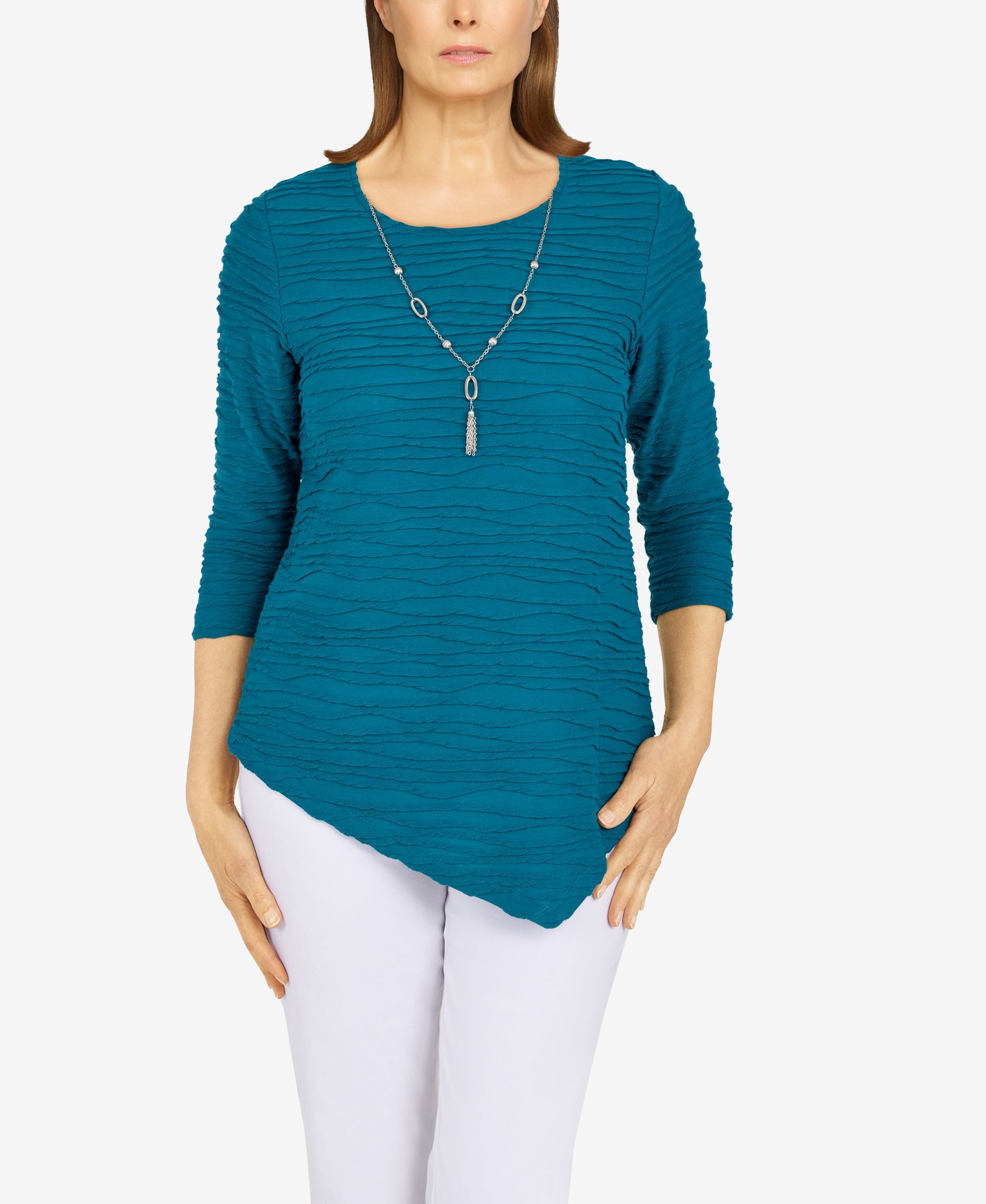 Women's Classics Solid Texture Premium Top with Detachable Necklace