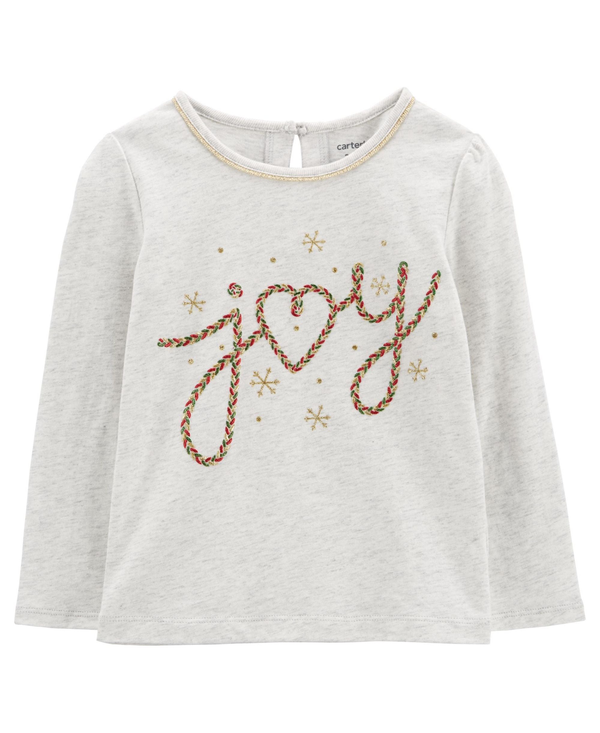 Carters Toddler Girls Christmas Joy Jersey T-Modern Shirt