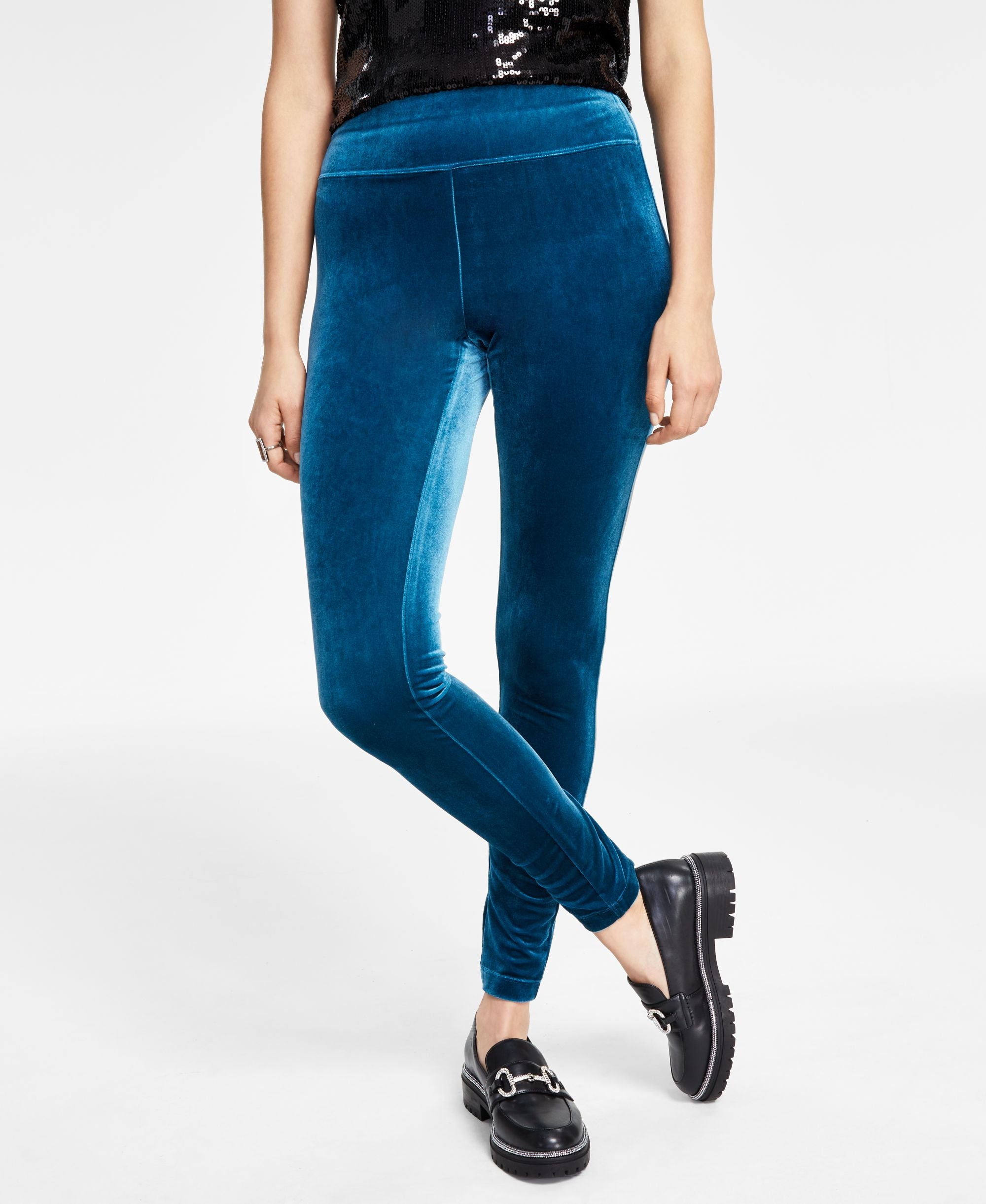 International Concepts Womens Velvet Non Seam Skinny-Fit Leggings