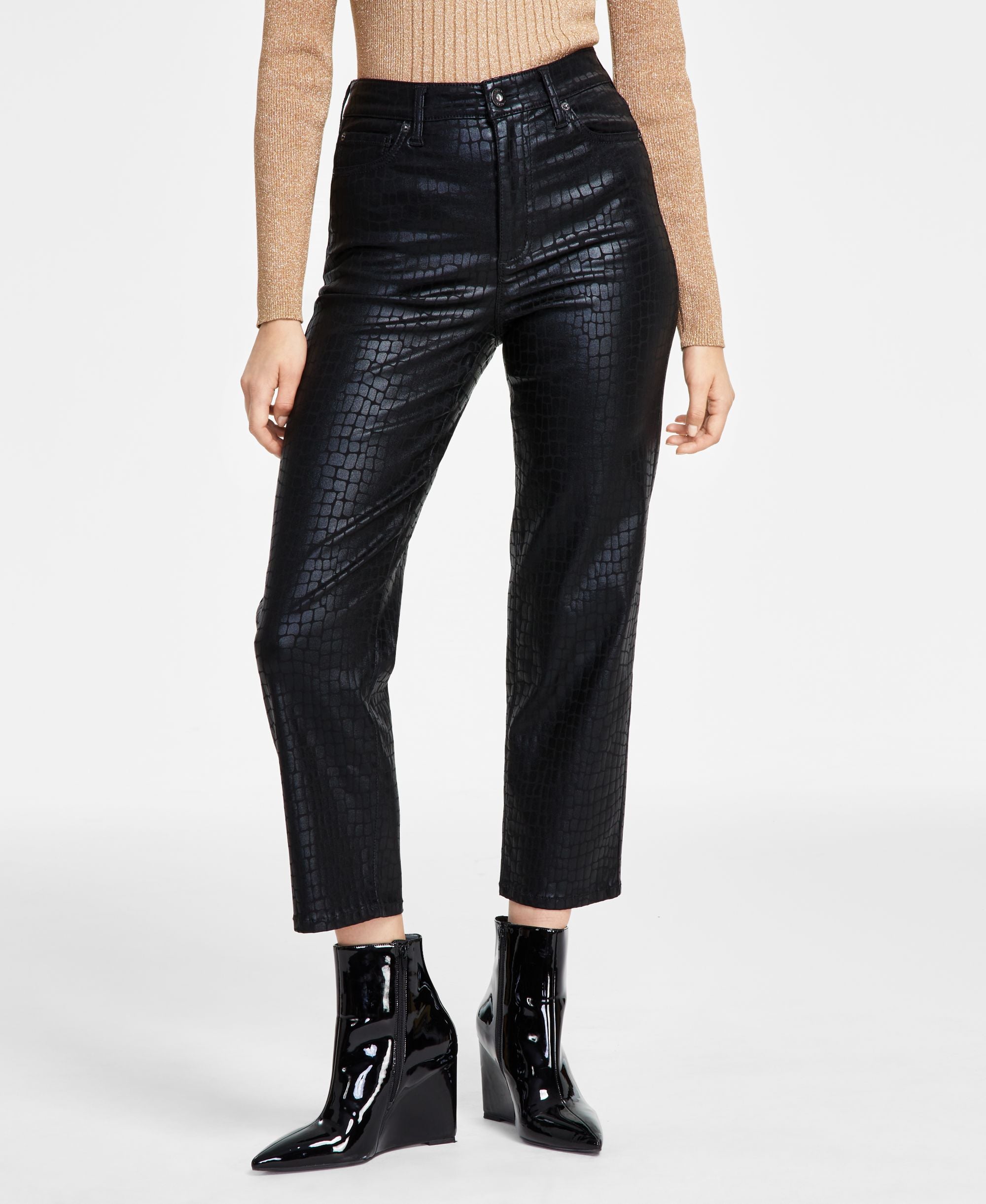 INC International Concepts Womens Animal Print Straight-Cut Premium Jeans