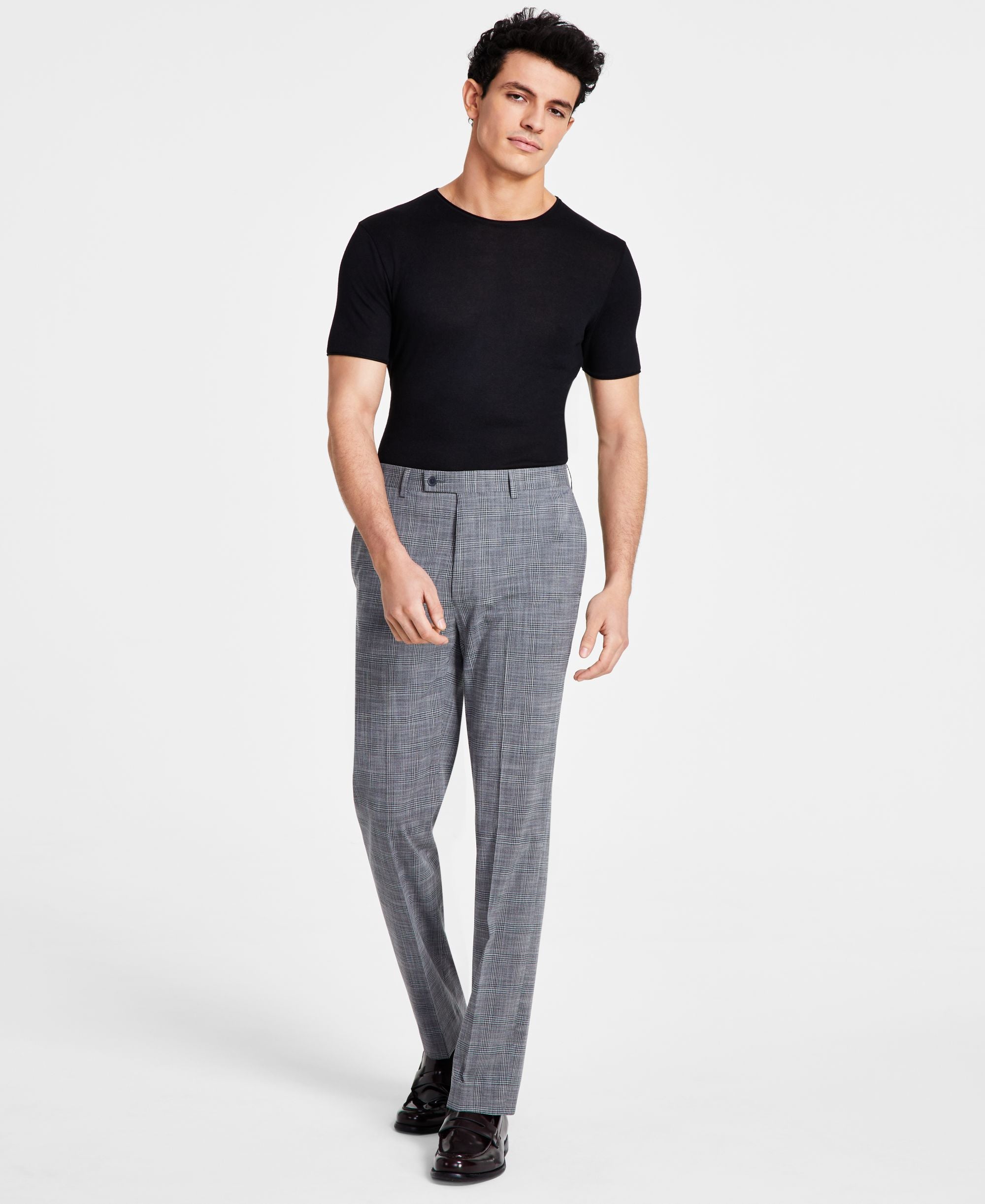 Men's Slim-Cut-Fit Plaid Performance Dress Signature Pants