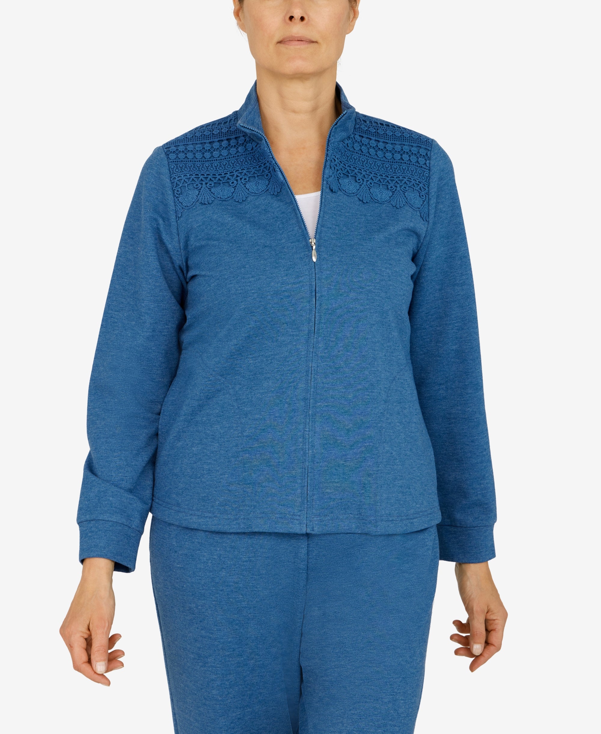 Women's Floral Park Funnel Neck Long-Sleeve Heather Knit Jacket