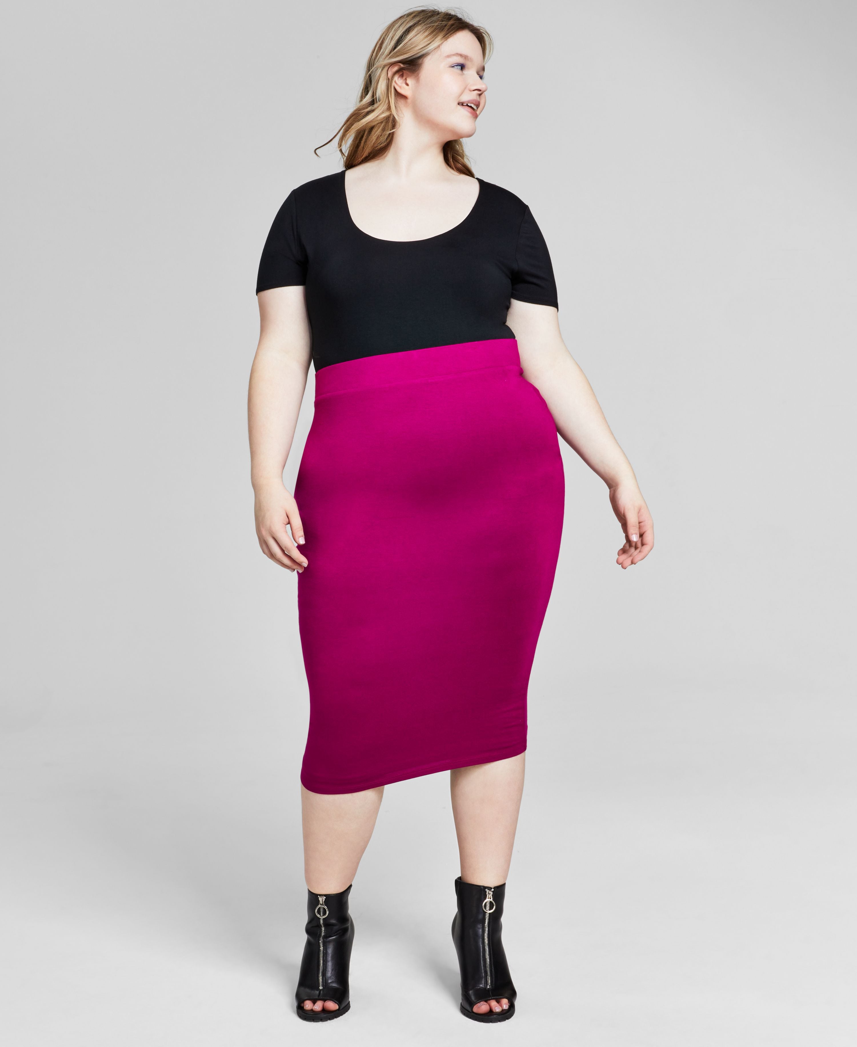 Modern Plus Size Bodycon Jersey Midi Modern Skirt