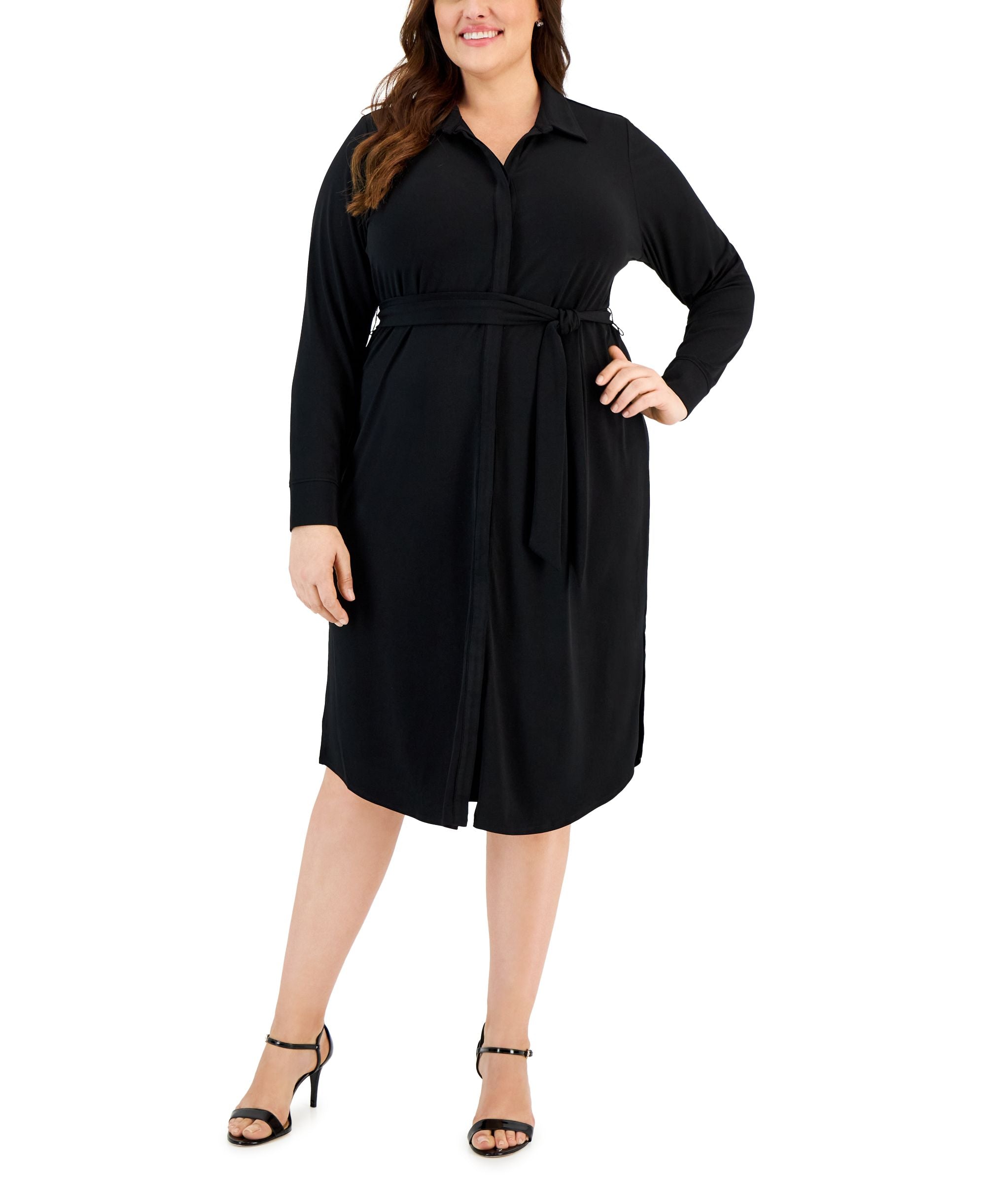 Plus Size Knit Modern Shirt Dress