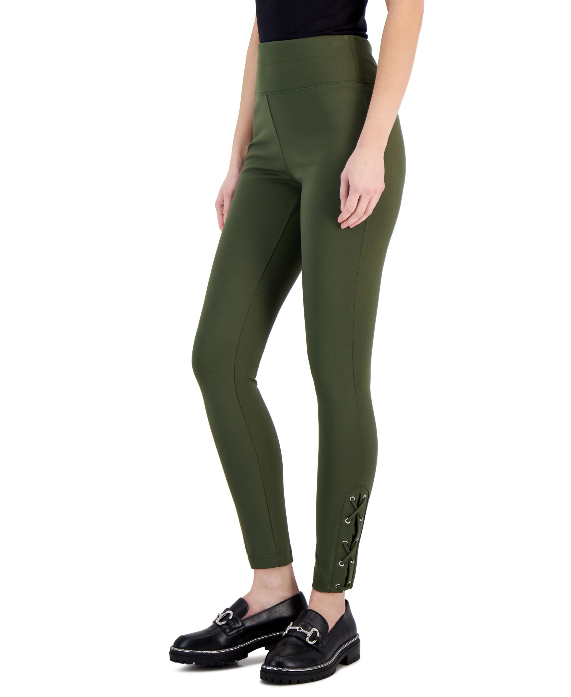 International Concepts Womens Ponte Lace Up Skinny-Fit Signature Pants