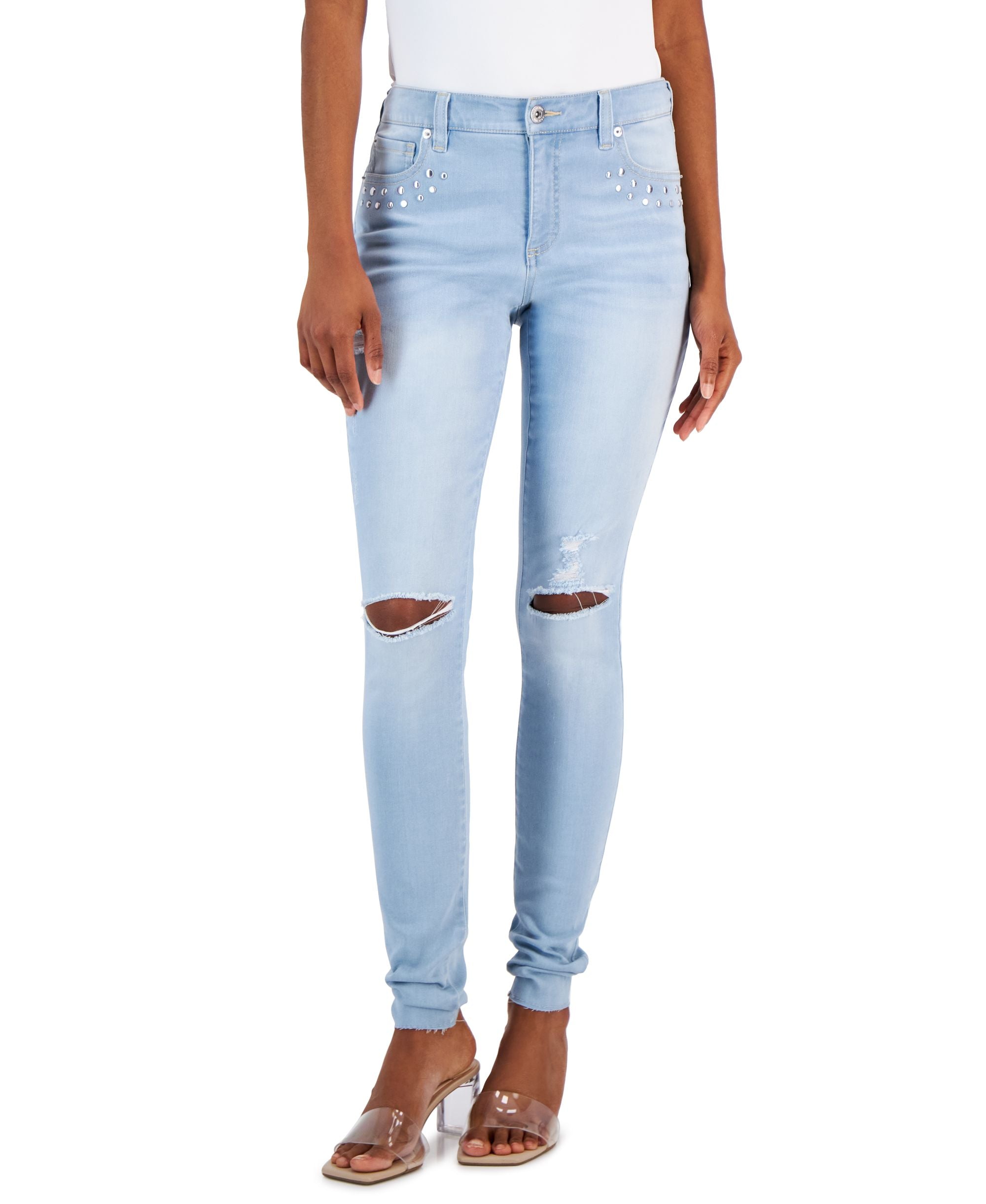 International Concepts Womens Studded Pocket Skinny-Fit Premium Jeans